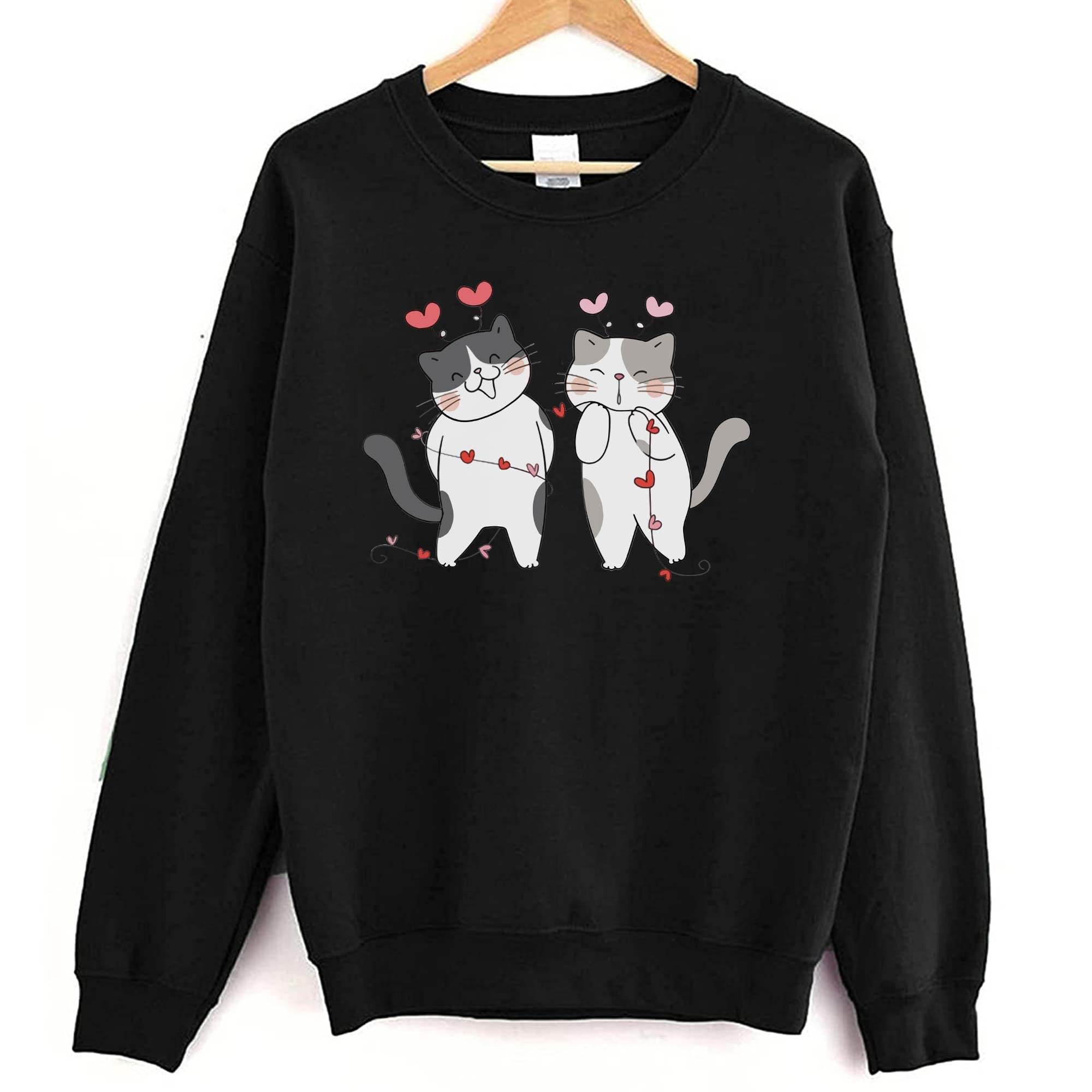Cat Lover Valentine Sweatshirt - Cute Gift for Cat Friends