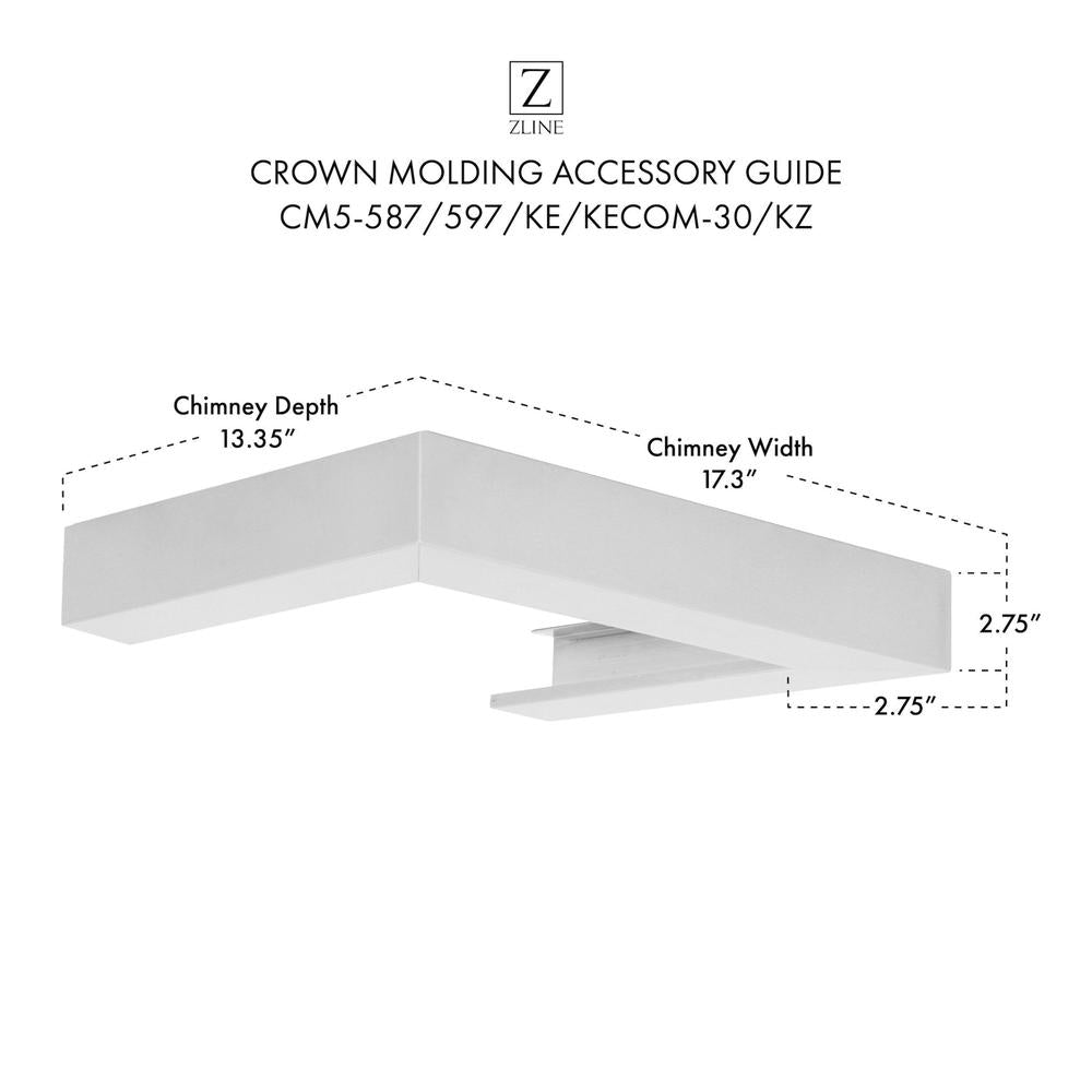ZLINE CM5 Crown Molding Kit for Wall Range Hood - Compatible with 587, 597, KE, KECOM 30 & KZ Models - Elegant Kitchen Upgrade for Modern & Traditional Homes