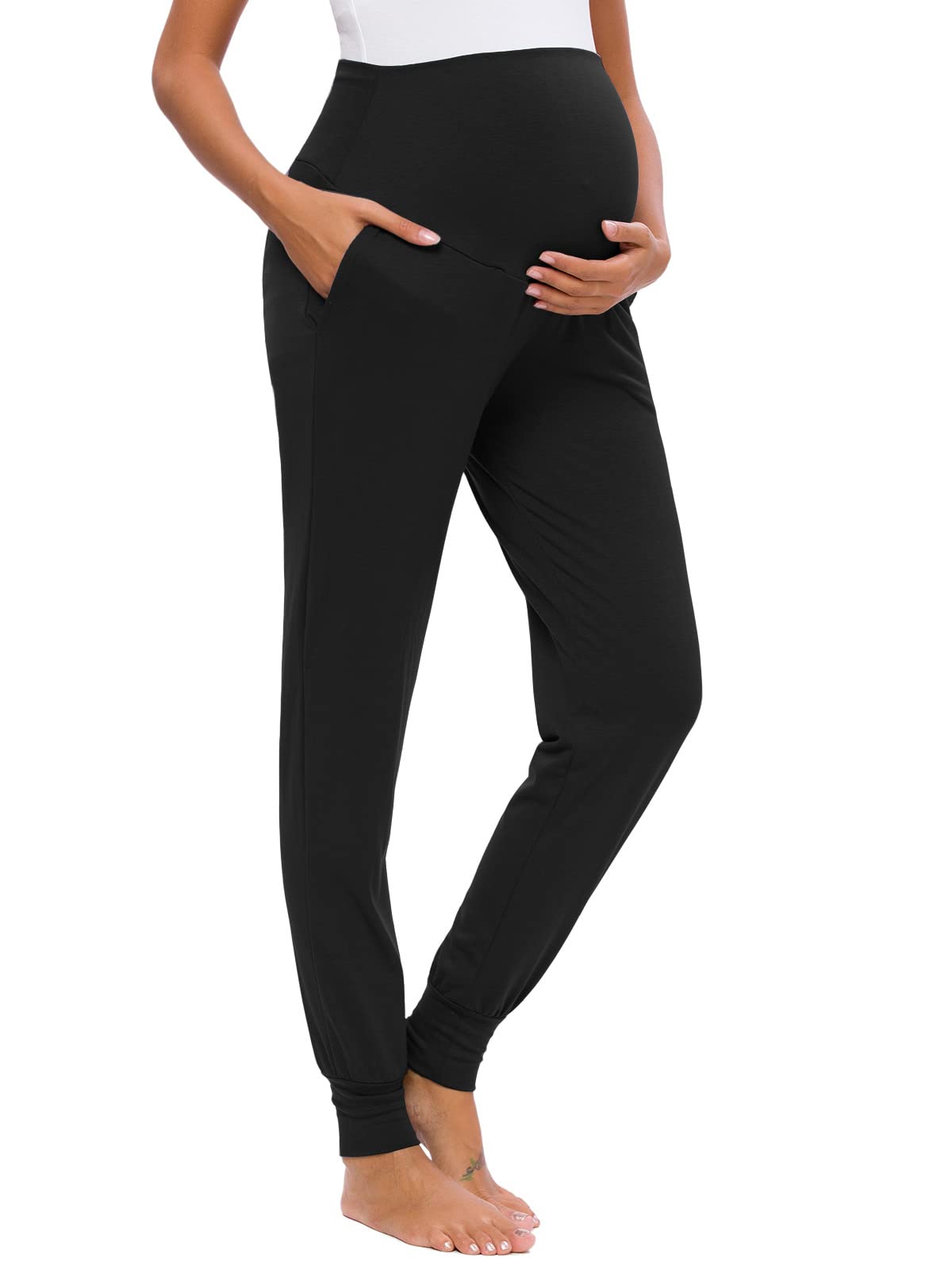 Liu & Qu Women's Maternity Casual Pants - Stretchy Comfortable Lounge Pants for Pregnancy | Perfect for Home, Office & Everyday Wear