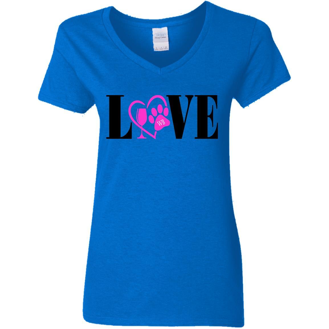 WineyBitches.co Women's 5.3 oz V-Neck T-Shirt - Soft Cotton Casual Tee for Everyday Wear, Girls Night Out & Wine Tasting Events