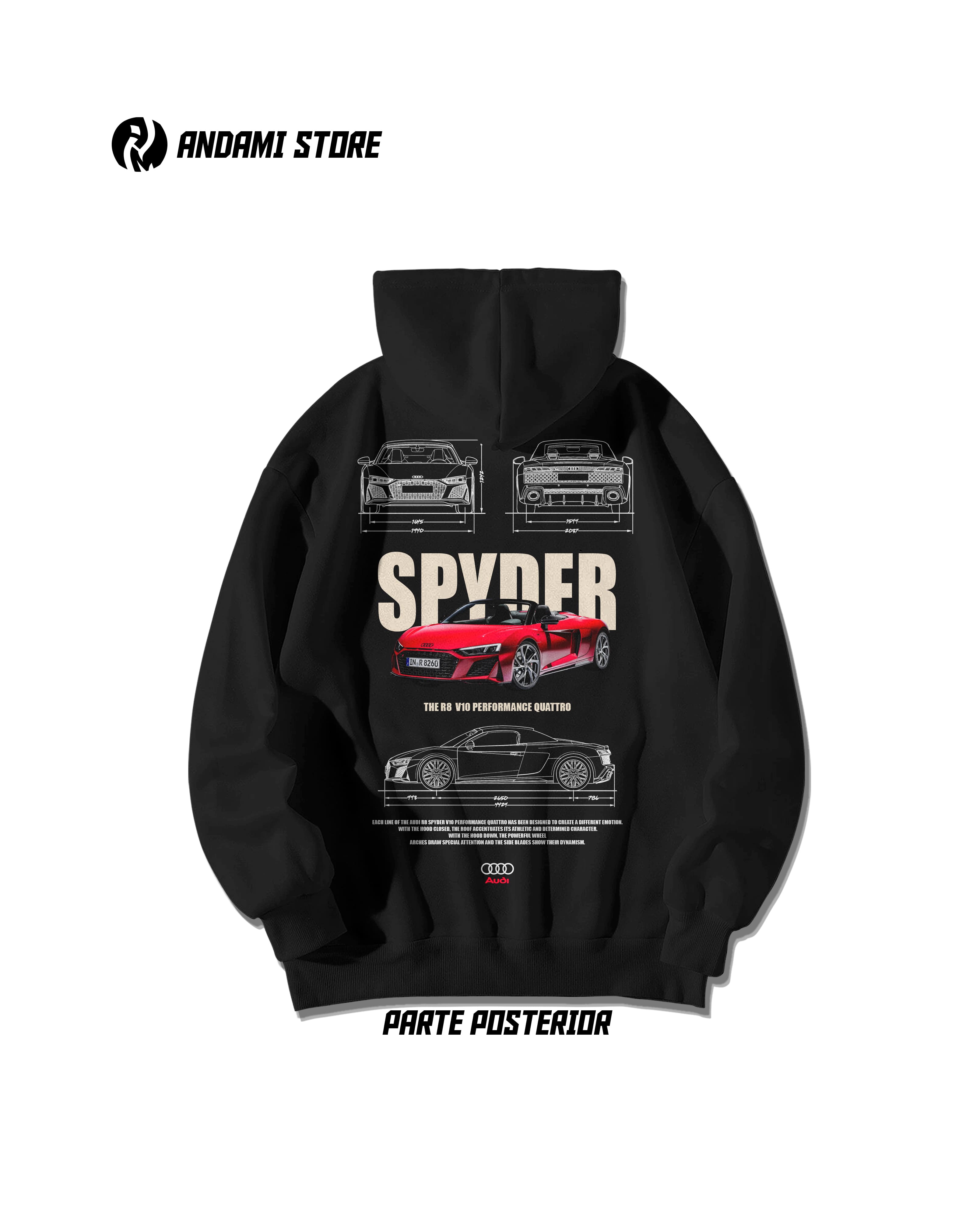 Audi R8 Spyder Hoodie for Men - Stylish & Comfortable Pullover Sweatshirt - Perfect for Casual Wear, Sports & Outdoor Activities