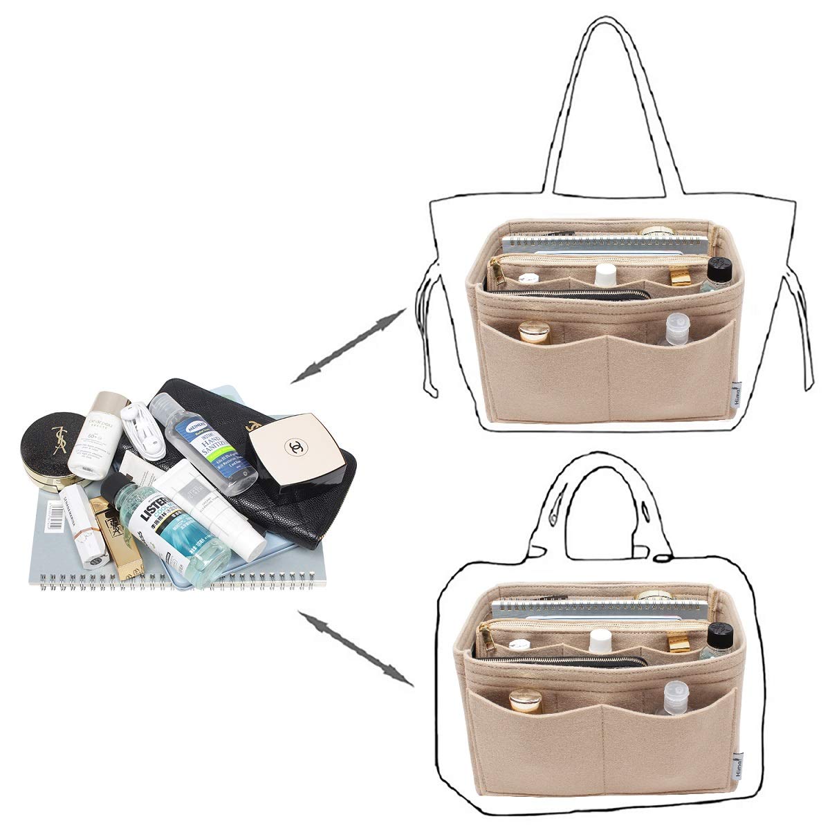 Purse Organizer Insert - Multi-Size Bag Organizer for Speedy Neverfull & Large Totes (5 Sizes) | Perfect for Travel, Work & Daily Organization