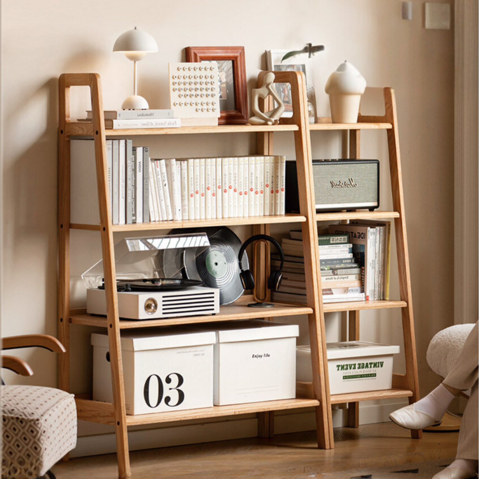 Solid Oak Wood Multi-Layer Shelf - Sturdy Bookshelf & Flower Stand for Home, Office, or Garden Storage & Display