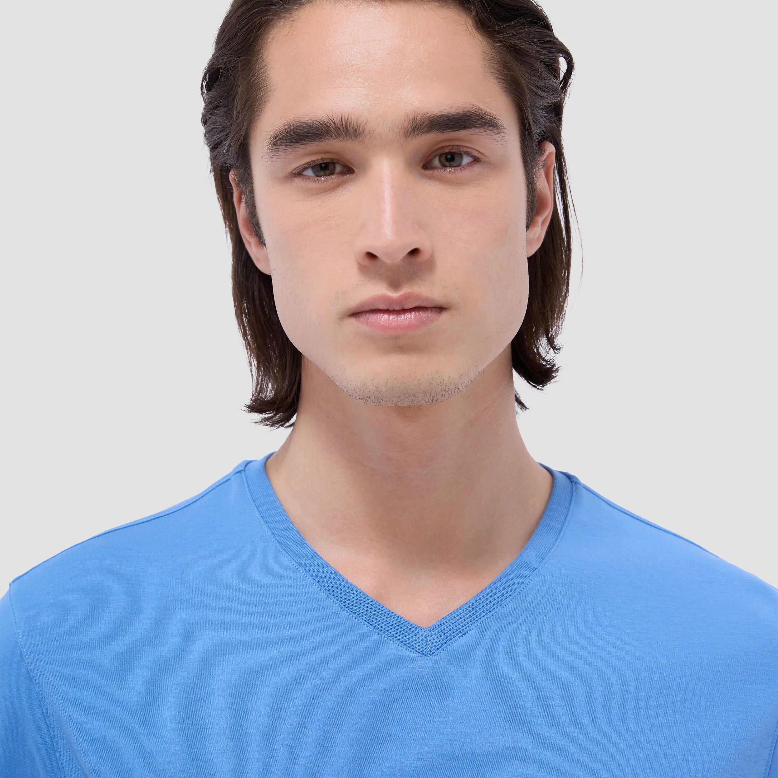 Bugatchi Holden Premium Pima Cotton V-Neck T-Shirt for Men - Classic Blue | Soft, Breathable & Comfortable | Casual Wear, Layering & Everyday Outfits