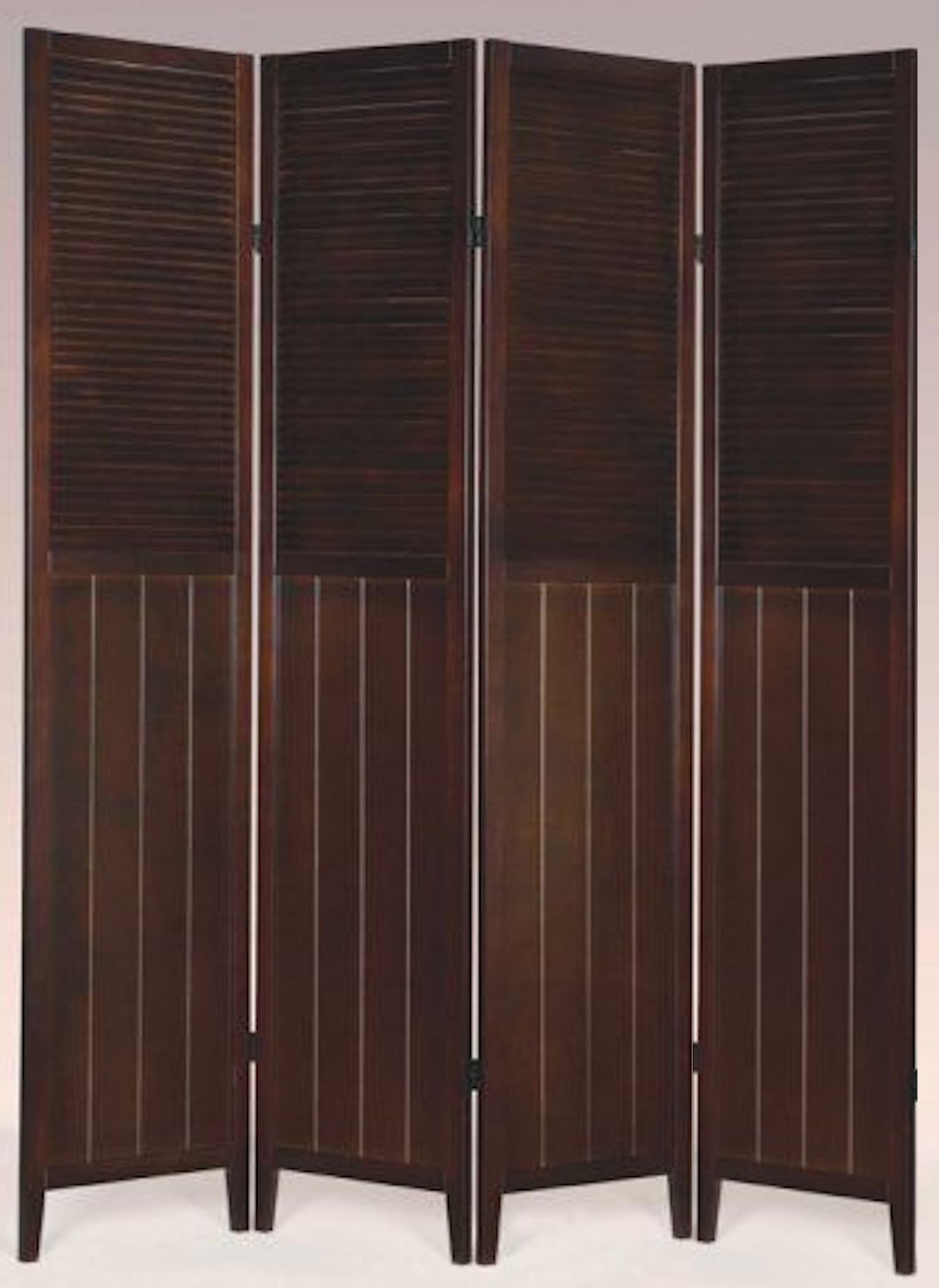 Legacy Decor 4 Panel Solid Wood Room Divider Folding Privacy Screen - Espresso Finish for Home Office, Living Room, and Bedroom Partition