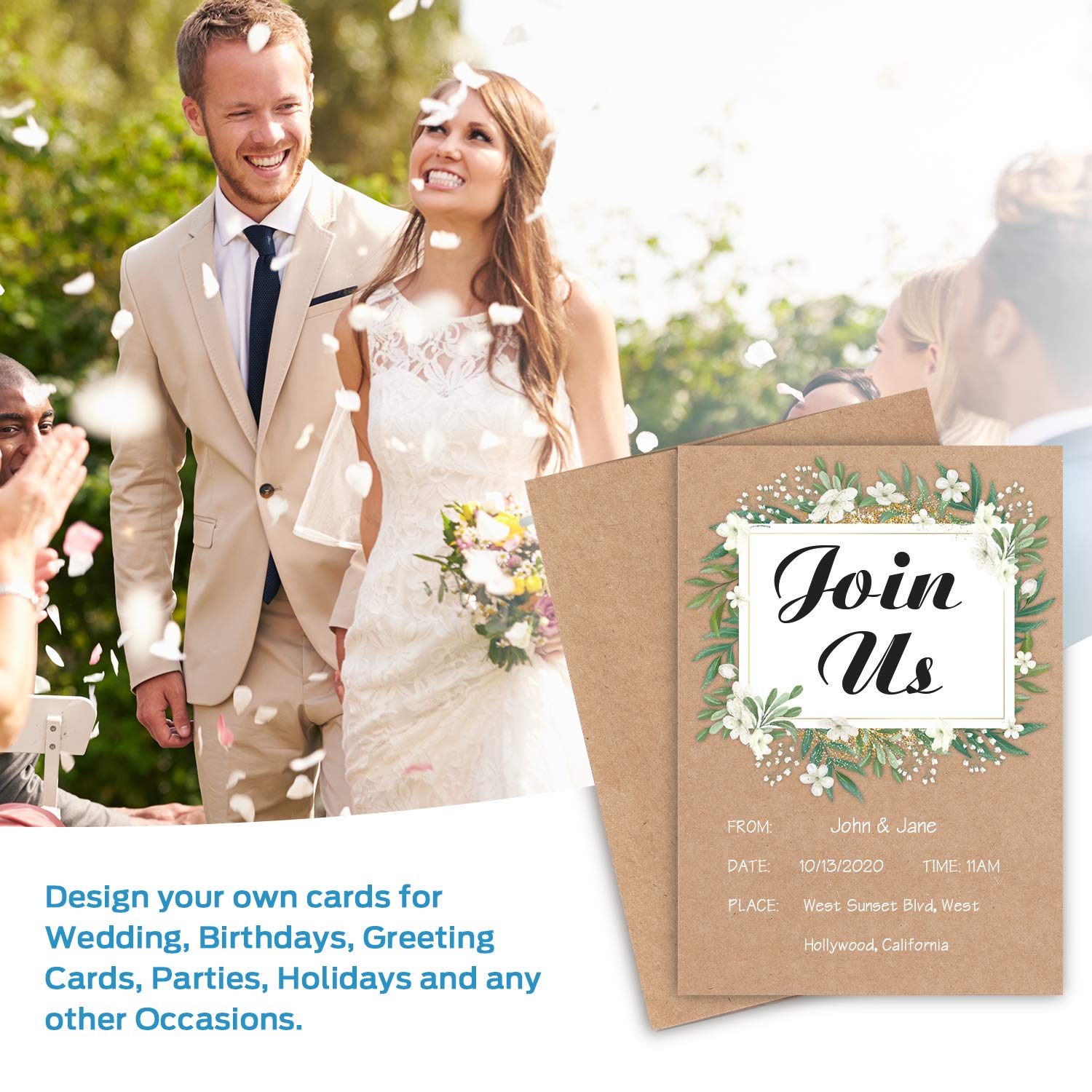 Ohuhu 100-Pack 5x7 Heavyweight Kraft Paper Blank Cards & A7 Envelopes for DIY Greeting Cards - Perfect for Weddings, Birthdays, Invitations, Baby Showers, Thank You Notes & All Occasions | Handmade Stationery, Crafting & Personalized Gifts