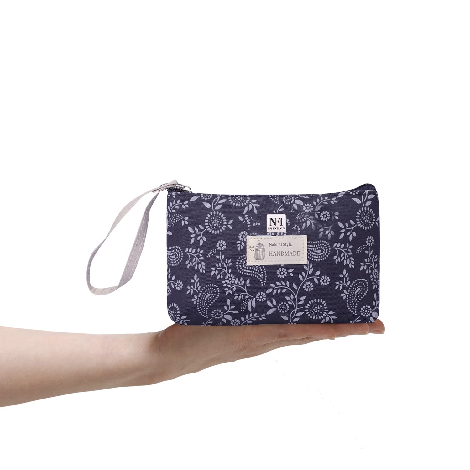 Stylish Blue Makeup Pouch for Women - Small Cosmetic Bag for Travel, Toiletries & Accessories | Perfect for Girls' Essentials, Gym & Daily Use