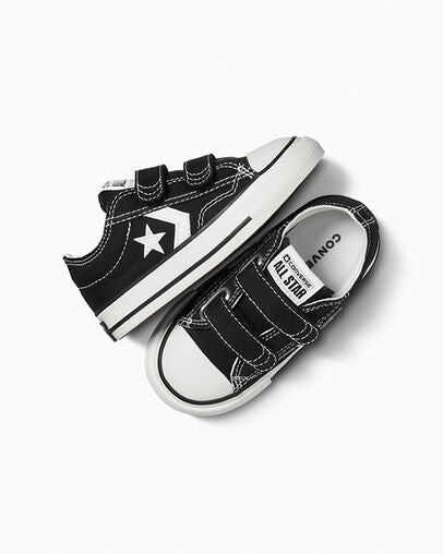 Converse Kids Star Player 76 Hook and Loop Black/White Sneakers - Comfortable & Stylish Shoes for Boys & Girls - Perfect for School, Play & Everyday Wear