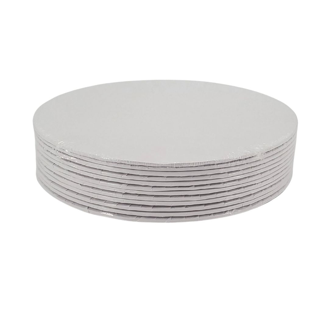 Enjay 14 Inch Round White Cake Board - 1/4 Inch Thick for Baking, Cake Decorating, and Serving - Perfect for Birthday, Wedding, and Party Cakes