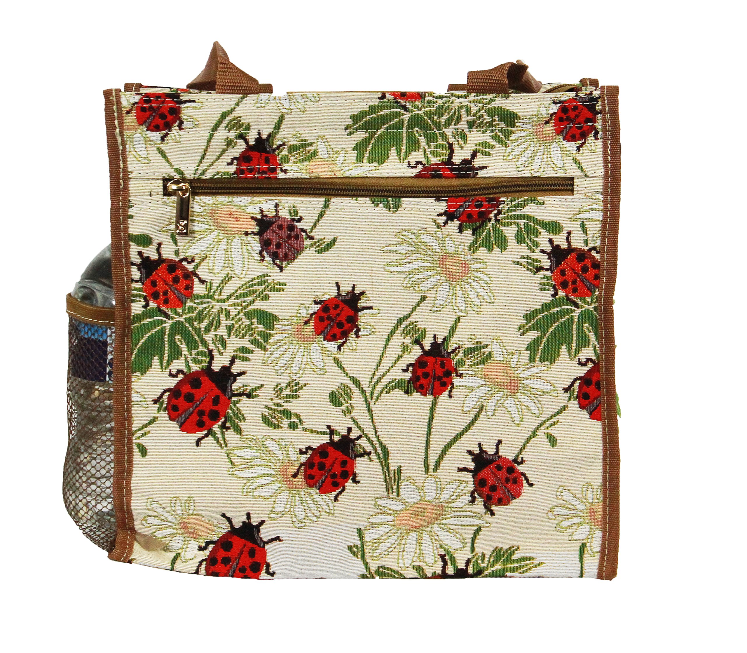 Signare Ladybird Design Tapestry Shoulder Bag for Women - Stylish Shopping Tote with Adjustable Strap, Perfect for Groceries, Beach Trips & Daily Errands