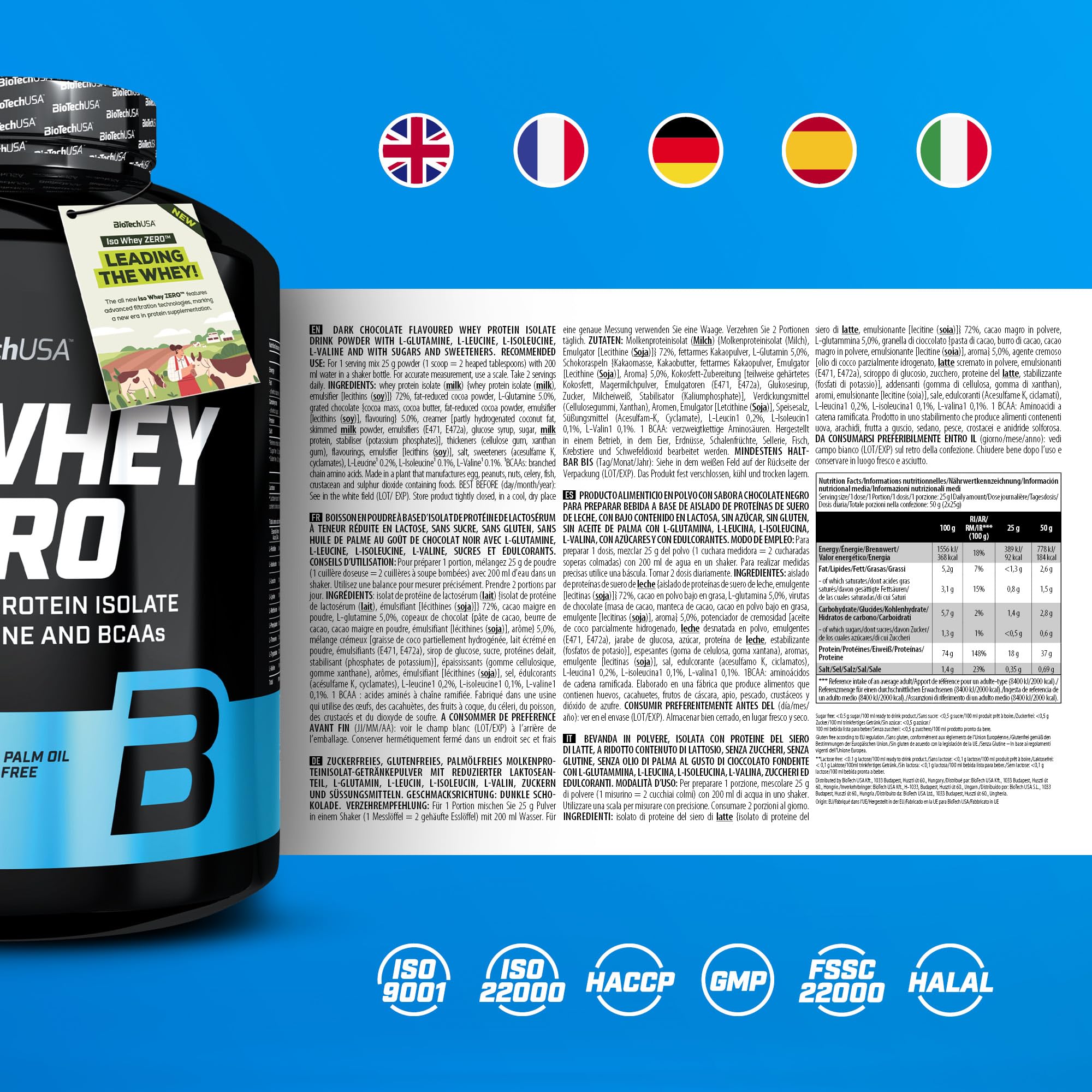 BioTechUSA Iso Whey Zero 2270g - Premium Whey Protein Isolate Powder for Muscle Growth & Recovery - Ideal for Post-Workout, Weight Loss & Fitness Enthusiasts