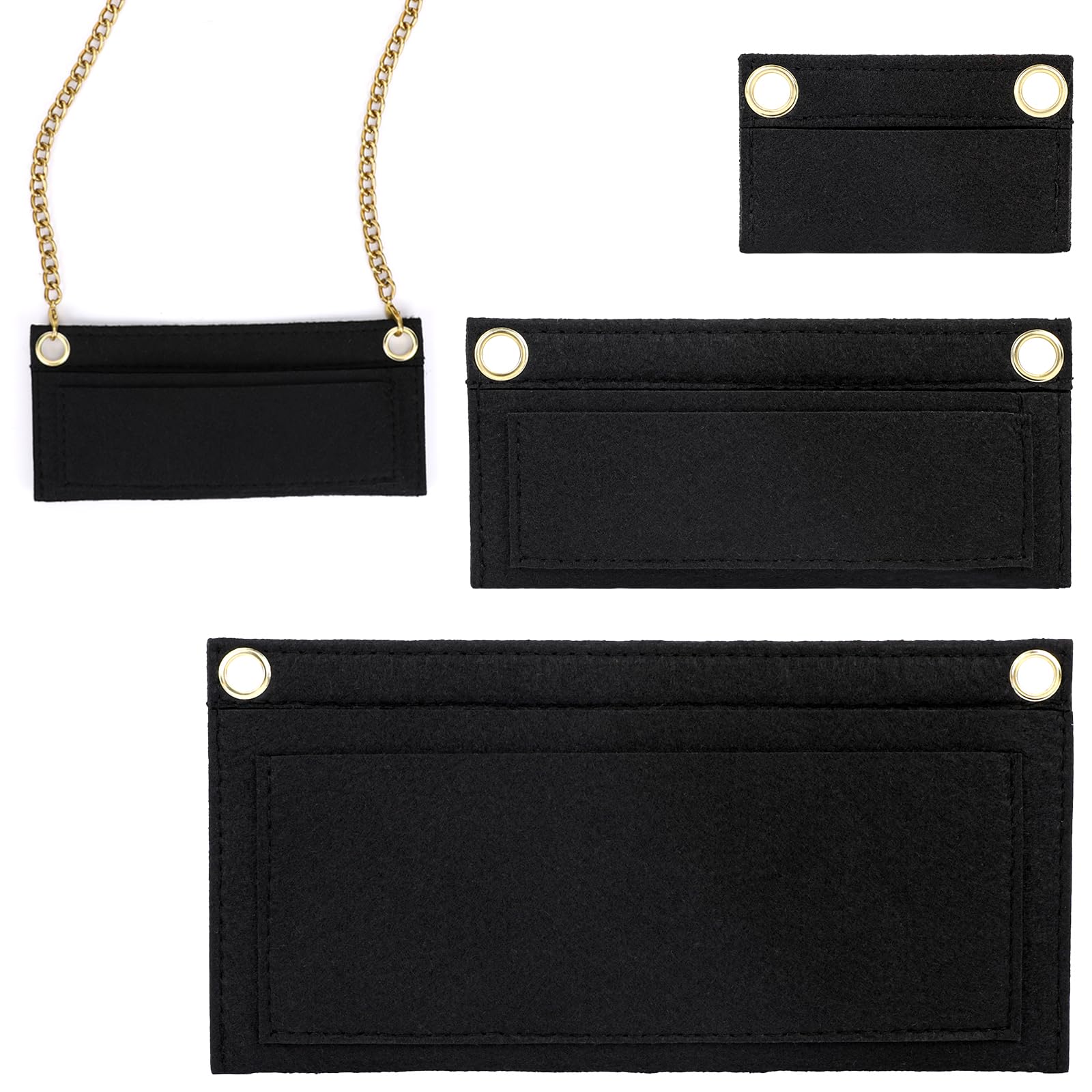 3-Piece Felt Purse Organizer Insert - Handbag Inner Pocket Storage for Tote, Clutch & Envelope Bags | Women's Bag Organizer for Daily Use, Travel & Work Accessories