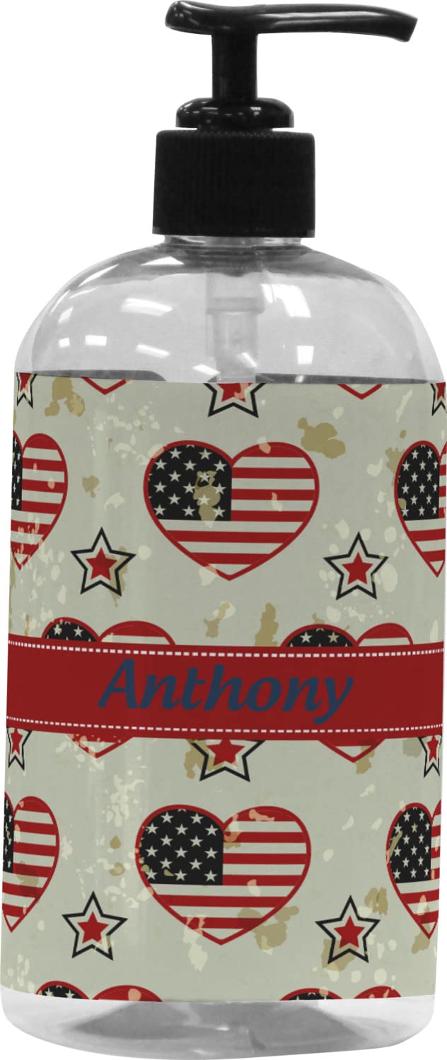Personalized Americana Plastic Soap Dispenser & Lotion Pump - 16oz Large Capacity, Black - Perfect for Bathroom, Kitchen & Home Decor
