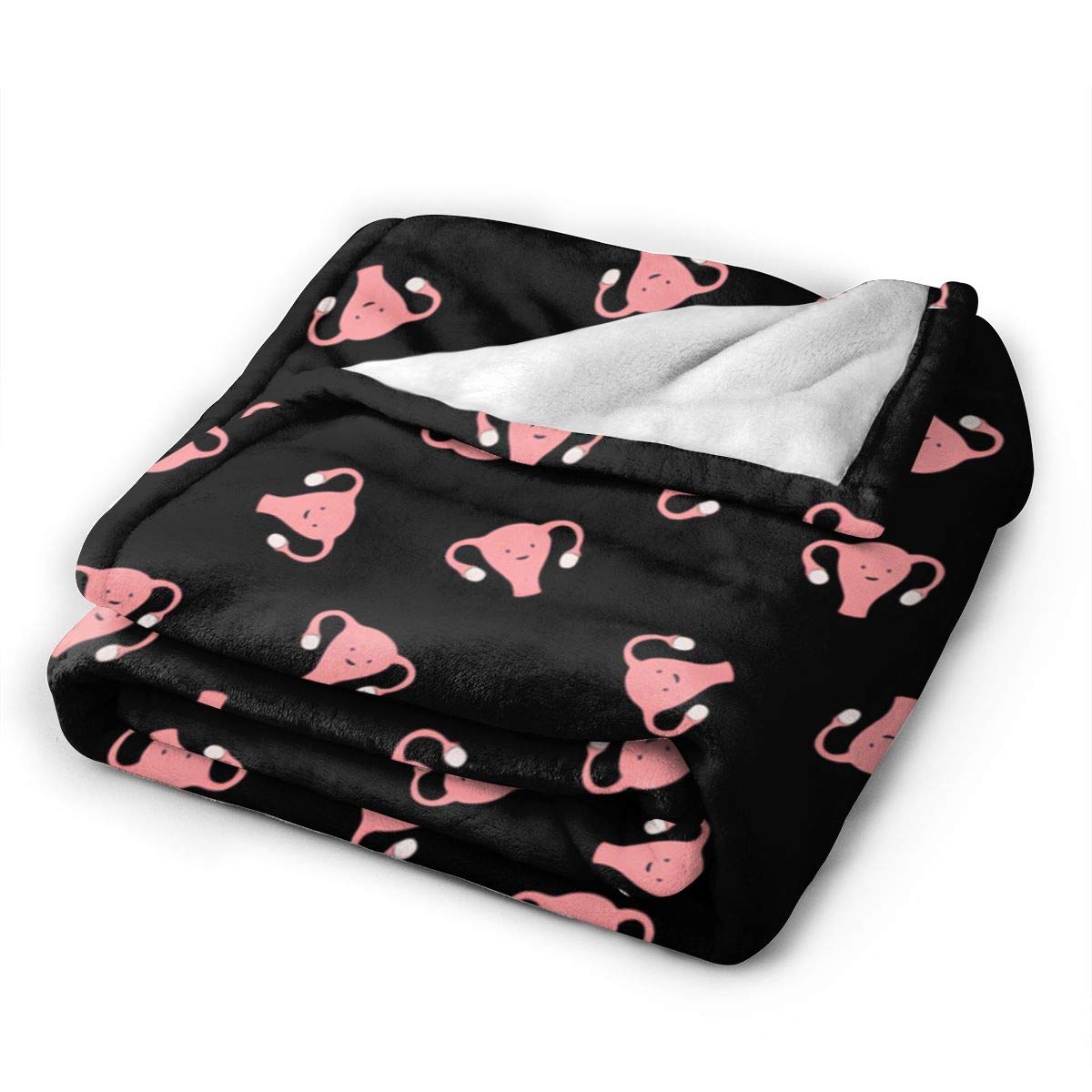 Happy Uterus Flannel Fleece Blanket - Ultra Soft Plush Throw Blanket for Women, Cozy Microfiber Fuzzy Blanket for Couch, Bed, Sofa - Perfect Gift for Period Comfort & Relaxation