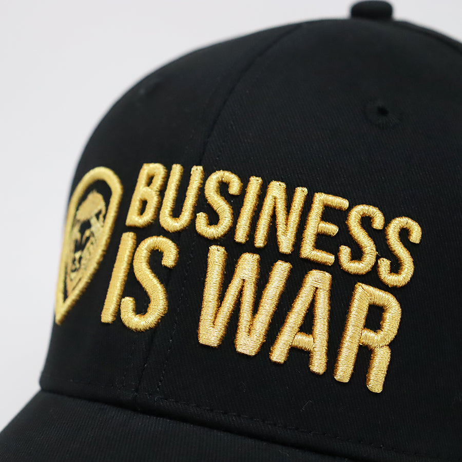 Business is War Gold and Black Snapback Hat - Stylish Adjustable Cap for Men & Women - Perfect for Streetwear, Hip Hop Fashion, and Casual Outfits
