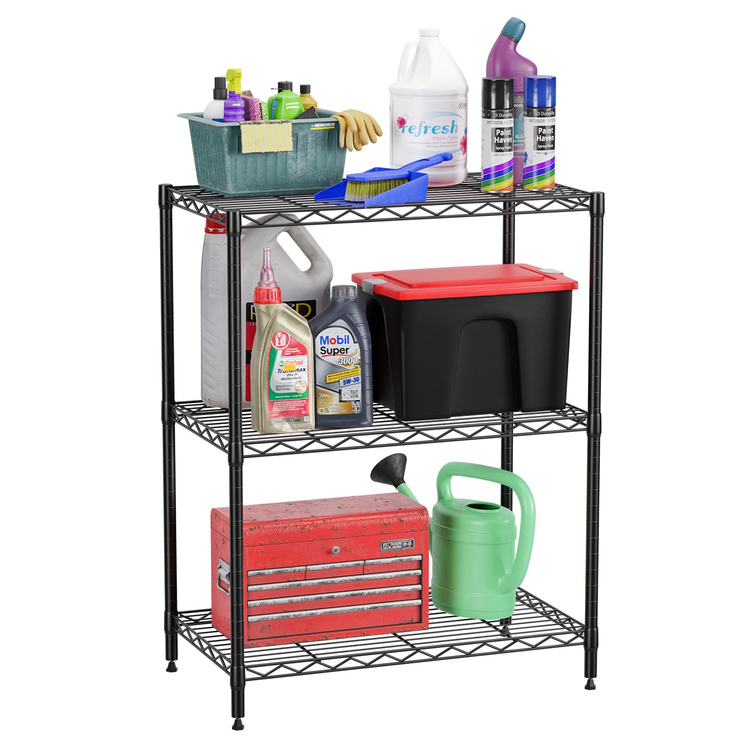 FDW 3-Tier Adjustable Metal Storage Shelves - 13