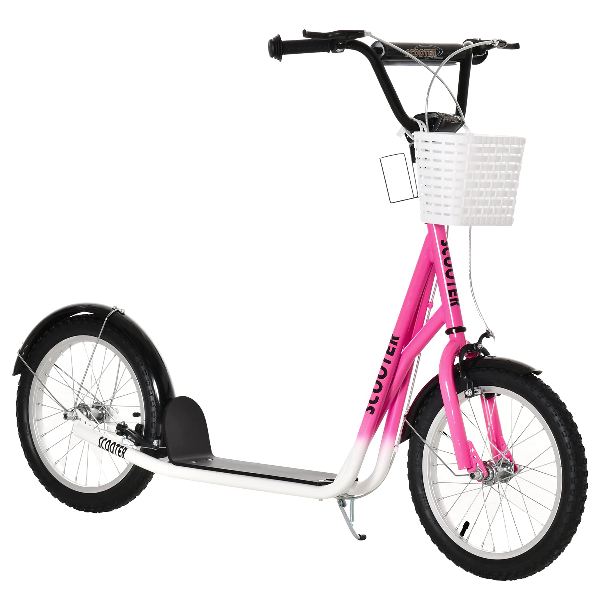 Aosom Kids Kick Scooter - Adjustable Handlebar, Dual Brake System, 16