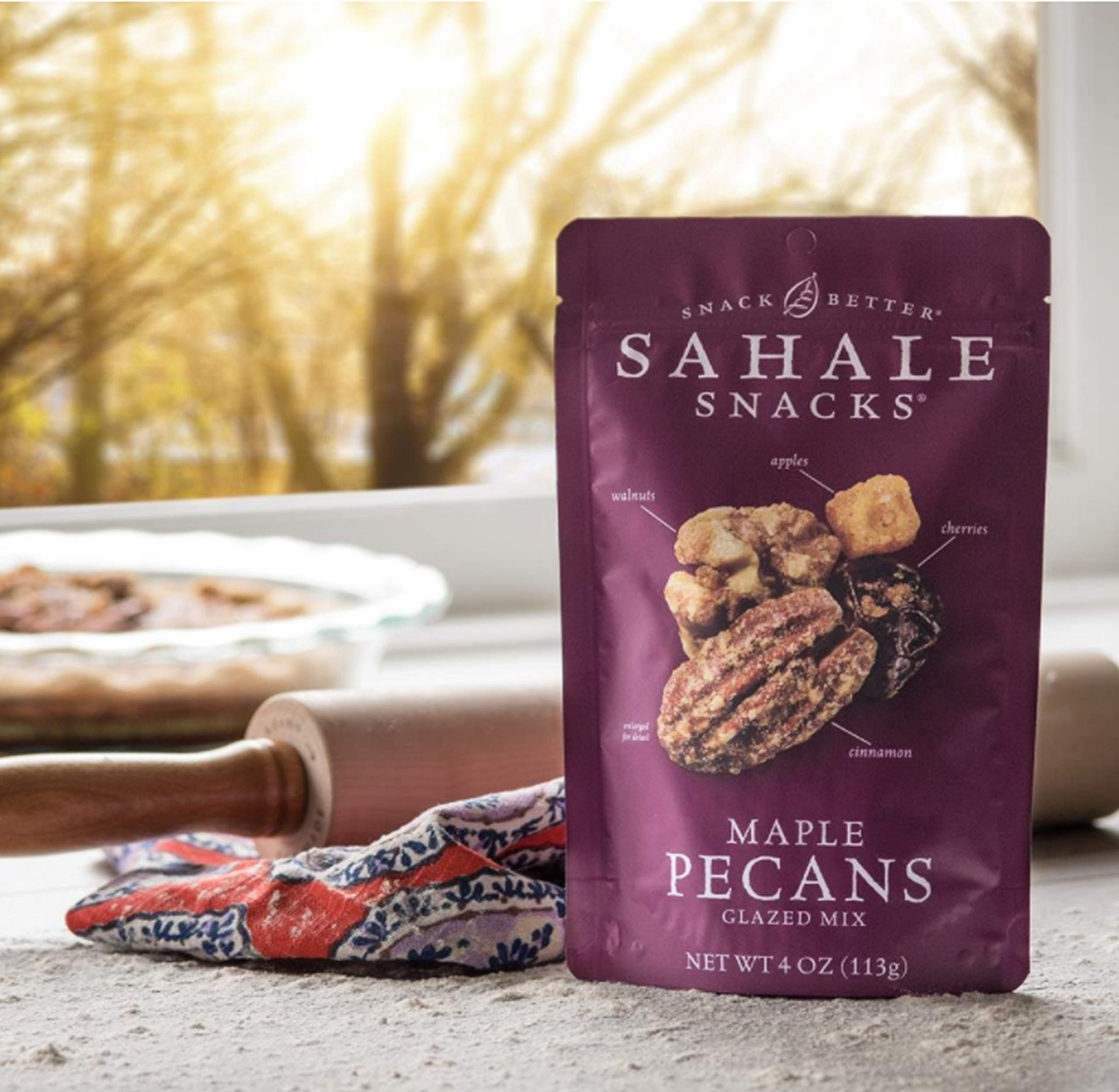Sahale Snacks Maple Pecans Glazed Mix - 4 oz Pouches (6 Pack) | Dry-Roasted Deluxe Mixed Nuts with Cherries, Apples & Cinnamon | Non-GMO, Kosher, Gluten-Free Snacks | Perfect for Hiking, Office Snacks & Healthy On-the-Go Treats