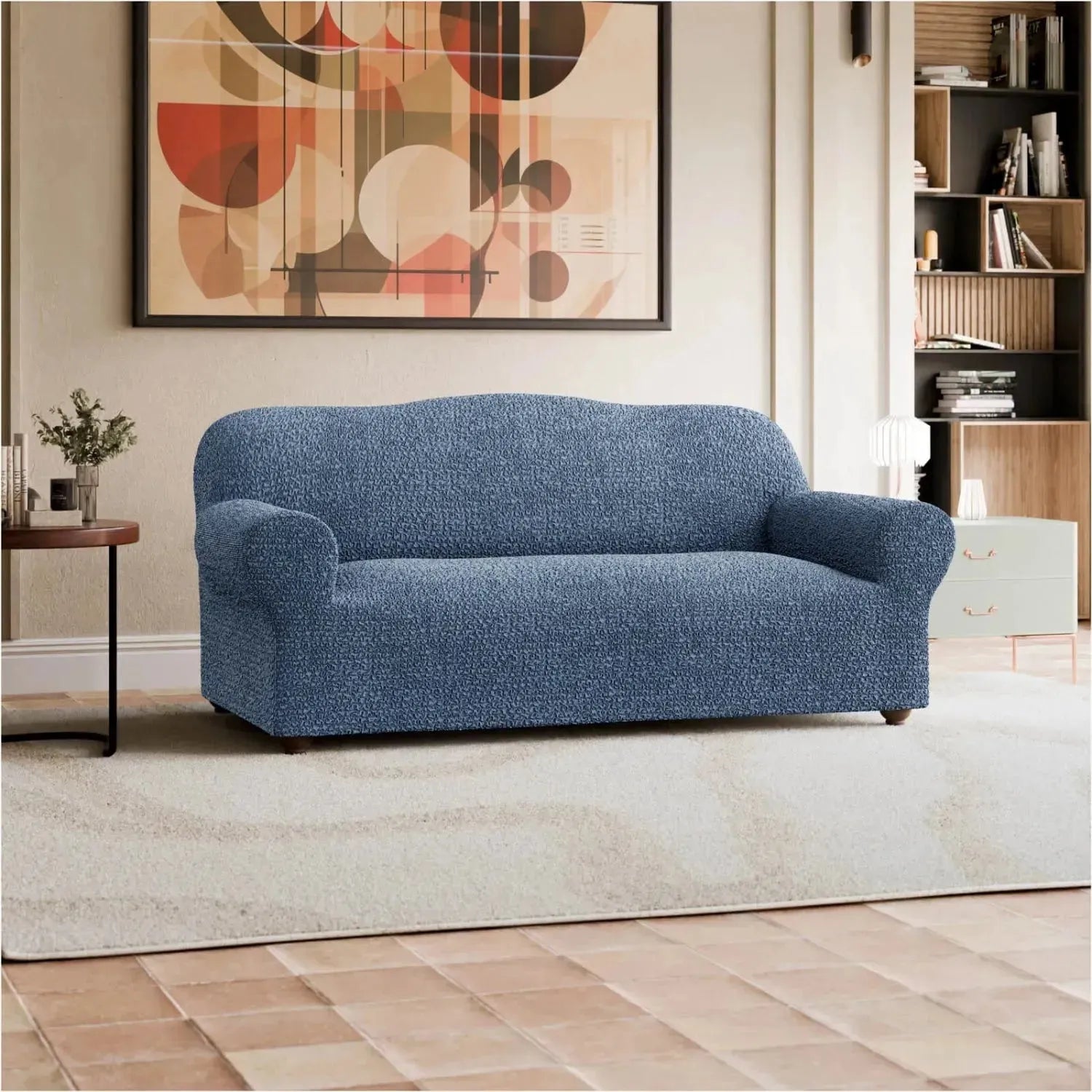 3-Seater Sofa Slipcover - Mille Righe Collection | Stretchable Furniture Protector for Living Room, Bedroom & Office | Easy Washable Couch Cover for Pets & Kids