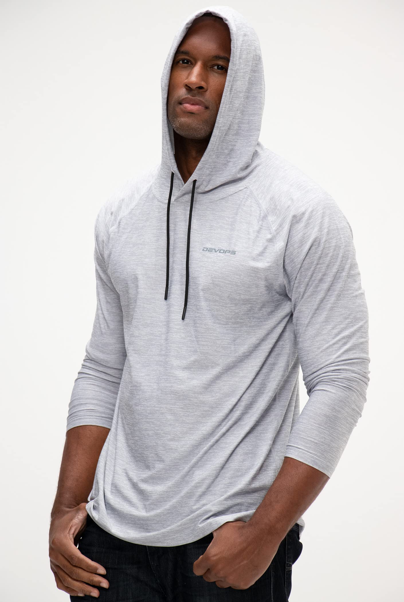 DEVOPS Men's Hoodie - Long Sleeve Pullover for Fishing, Hiking, Running & Workout - Comfortable Athletic Shirt for Outdoor Activities & Gym Training