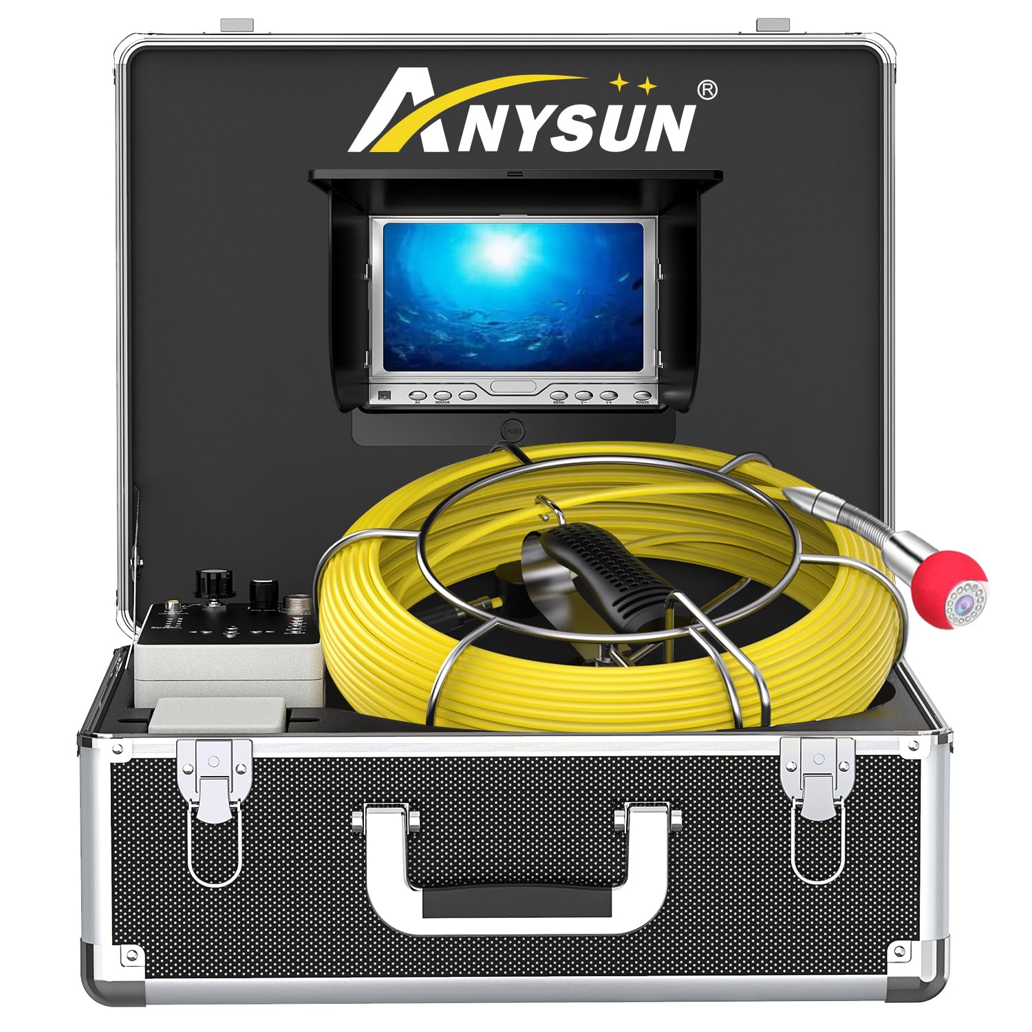 65FT Sewer Inspection Camera with DVR - IP68 Waterproof, 12 Adjustable LED Lights, Zoom Function & External Monitor Connection | Pipe & Drain Snake Camera for Sewer Line, Plumbing, Duct Inspection | Perfect for Professional Plumbers & DIY Home Maintenance