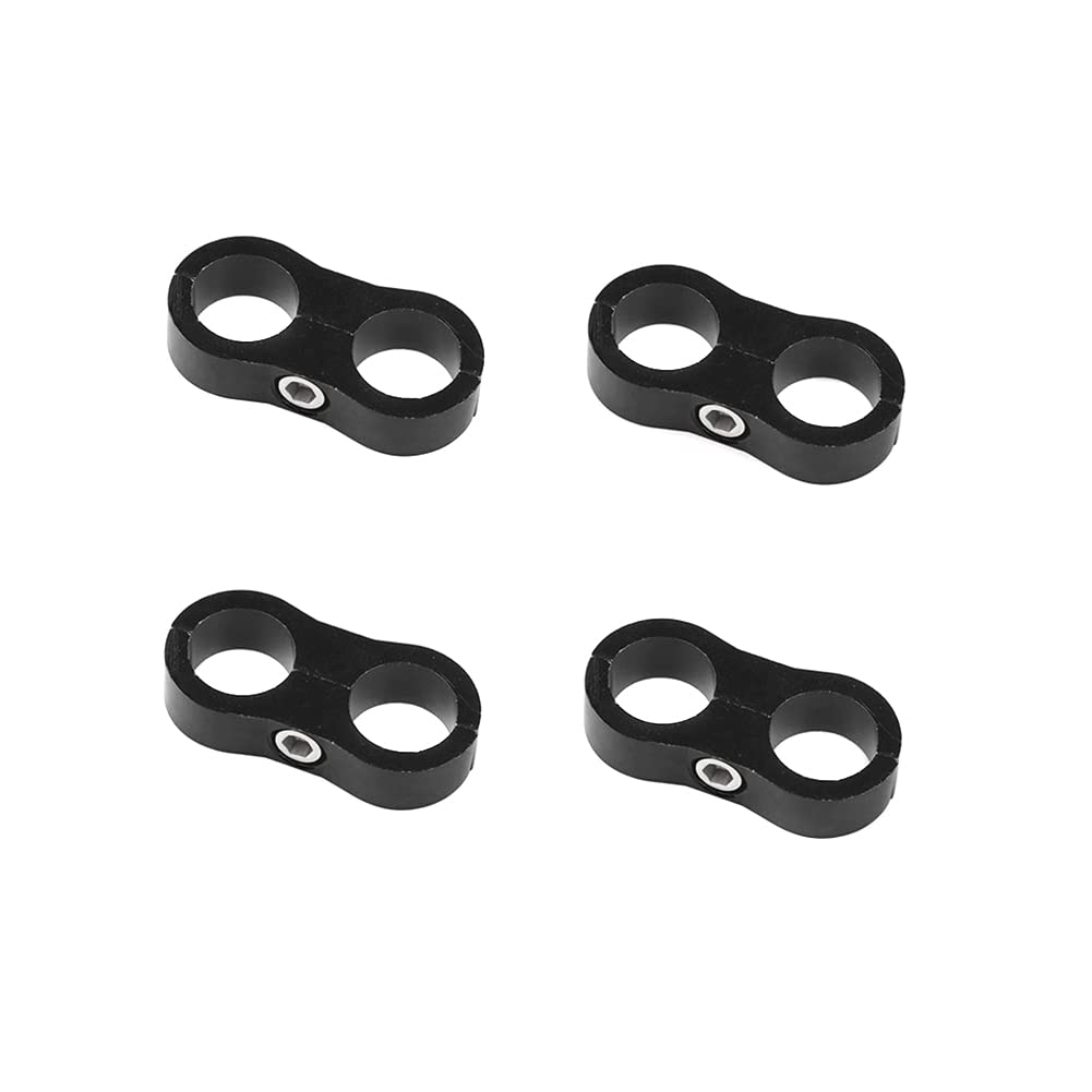 AN8 Billet Aluminum Hose Separator Clamp - 4PCS Black for Fuel & Water Lines