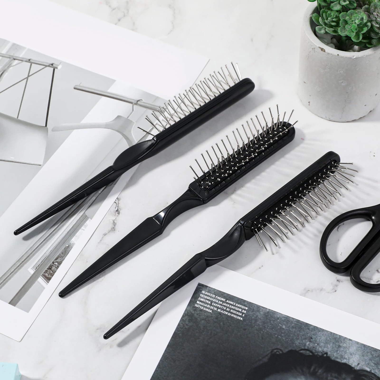 3-Pack Synthetic Wig Brush Set - Detangling Wire Combs for Wigs & Travel