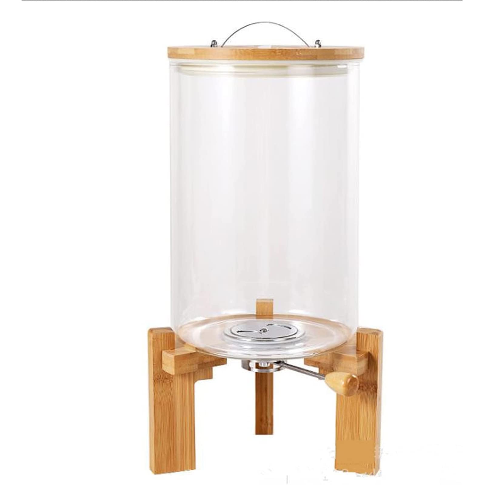 Airtight Rice Storage Container with Bamboo Lids & Wooden Stand - 5L Flour & Cereal Dispenser for Kitchen Pantry Organization | Perfect for Rice, Pasta, Sugar & Dry Food Storage