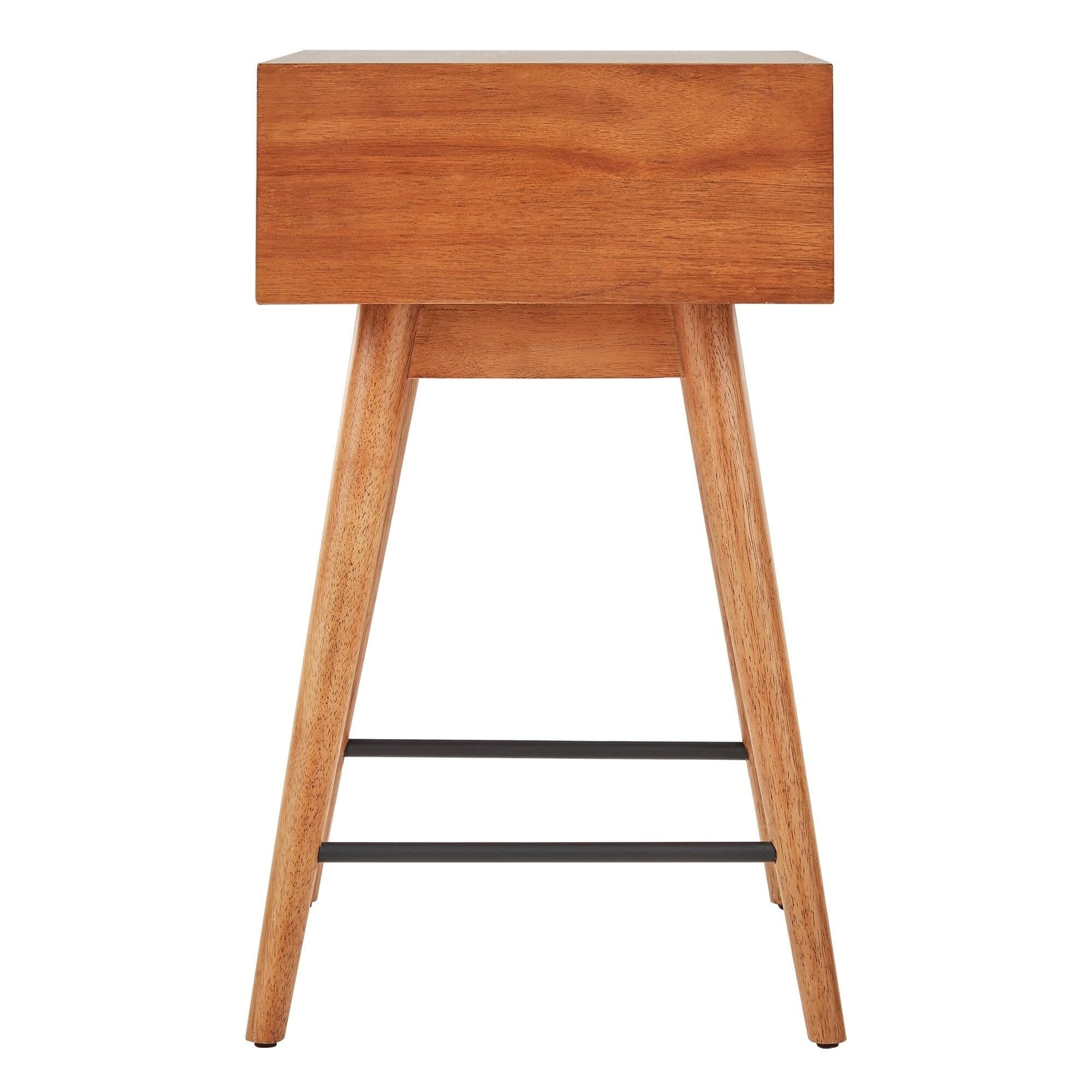Modern Brown Inspire Q Aksel Wood 1-Drawer End Table - Nightstand for Bedroom, Living Room, or Office - Solid Wood Side Table with Storage