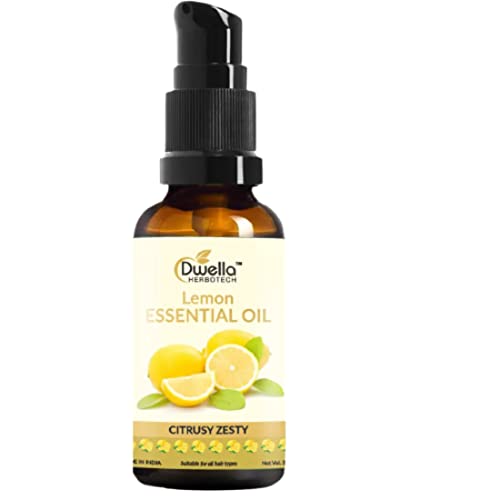 Dwella Herbotech Pure Natural Lemon Essential Oil - 30ml for Aromatherapy, Diffuser & Skin Care | Fresh Citrus Scent for Relaxation & Home Fragrance