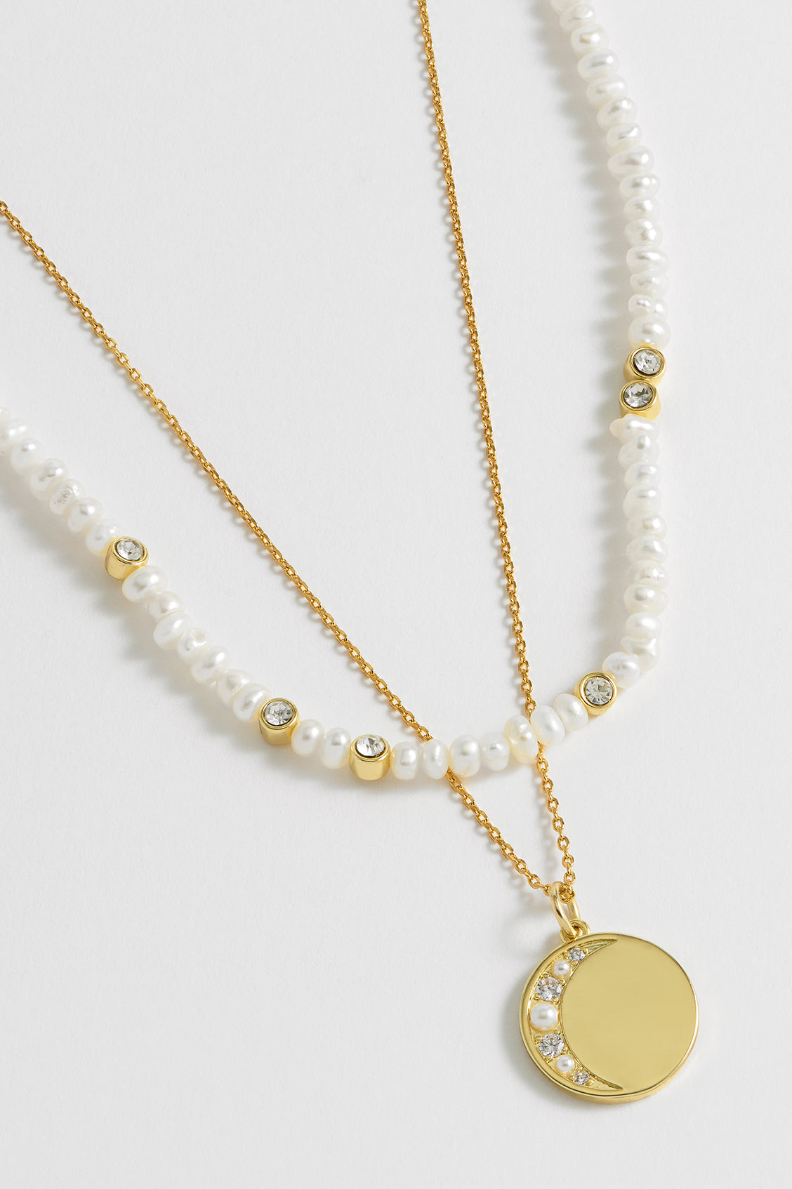 Double Chain Moon Necklace - Sterling Silver Crescent Moon Pendant Jewelry for Women - Perfect for Date Night, Gift Giving & Boho Fashion