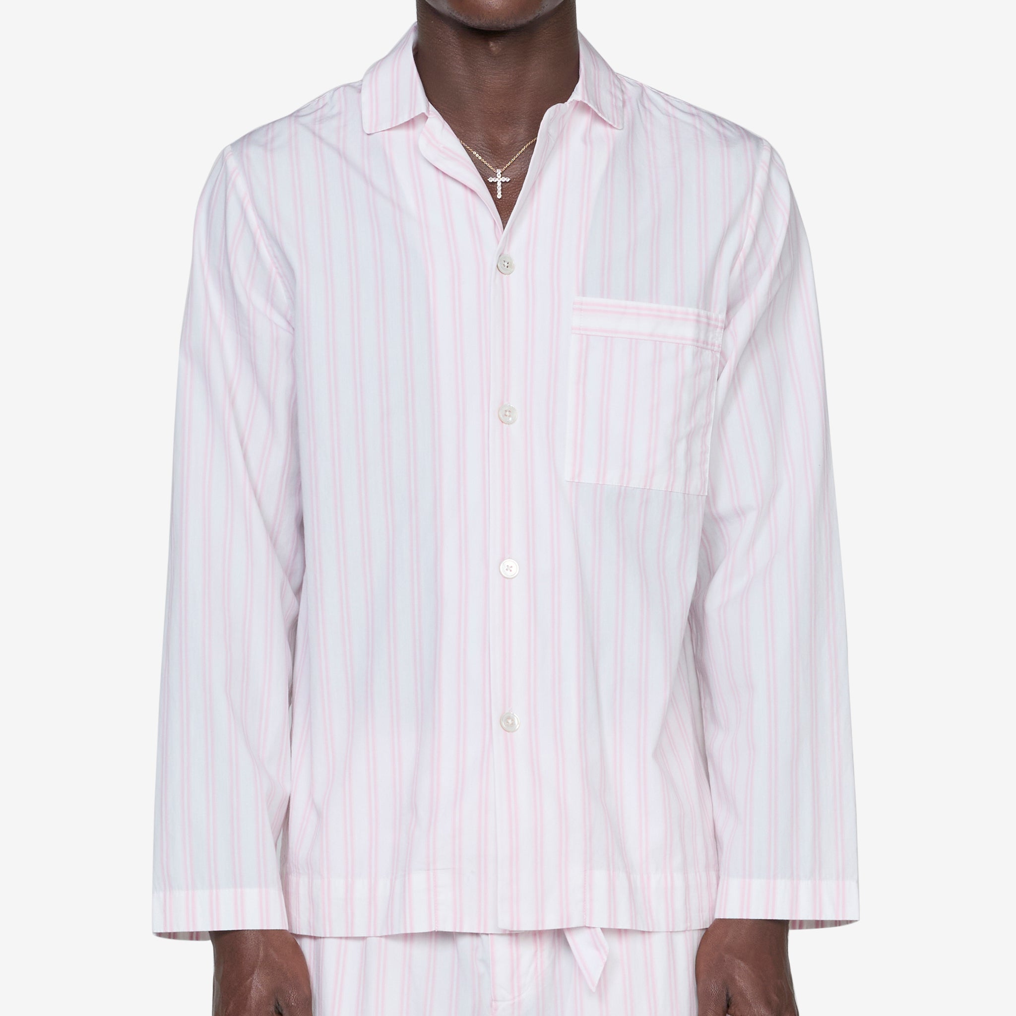 Stylish Cotton Poplin Pyjama Shirt with Hatty Stripes - Comfortable Sleepwear for Women & Men - Perfect for Lounging at Home or Travel