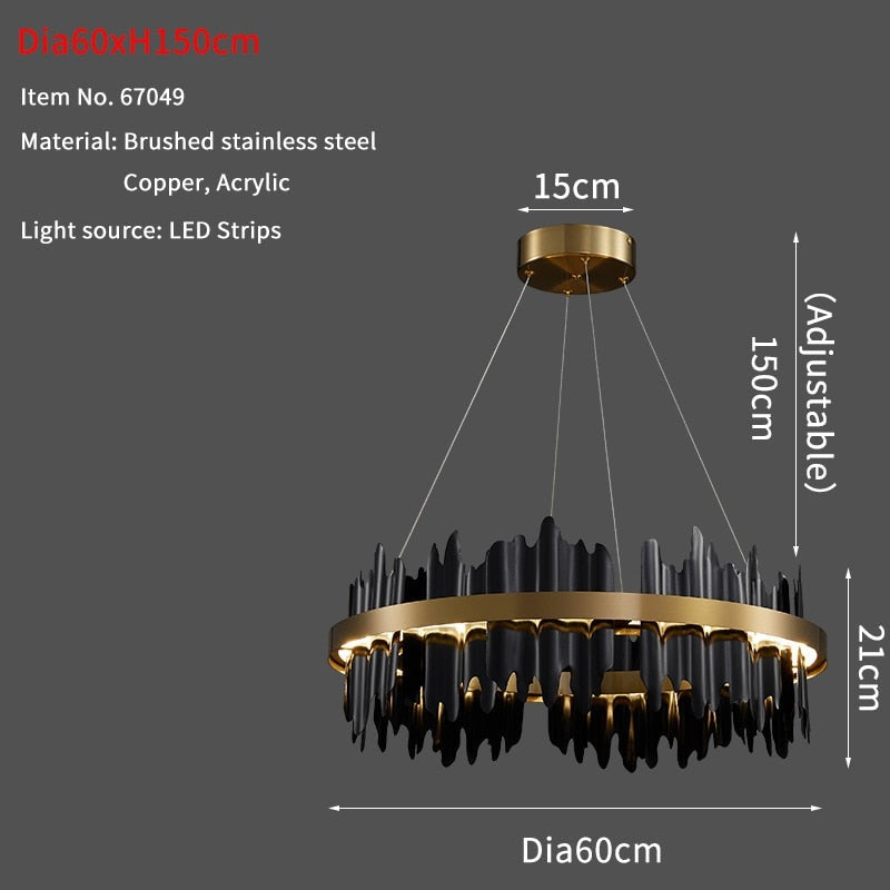 Italian Crystal LED Chandelier with Remote Control - Modern Ceiling Light Fixture for Dining Room, Living Room, Bedroom & Foyer Decor