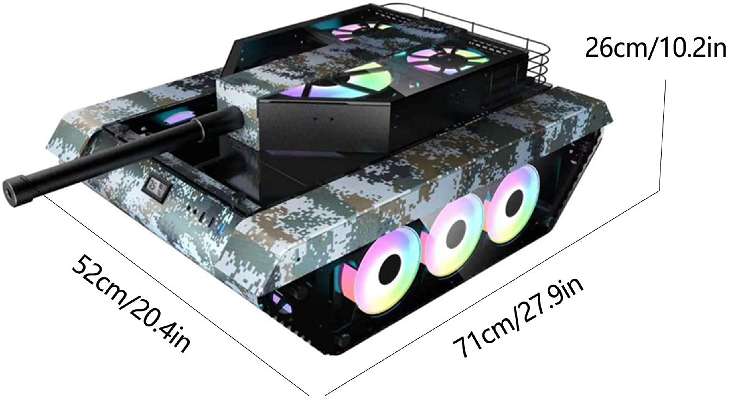 ATX Gaming PC Case - Mini Tank Design Computer Case with E-ATX Motherboard Support | Perfect Gift for Kids & Gamers | Ideal for Home Gaming Setup & Office Workstation
