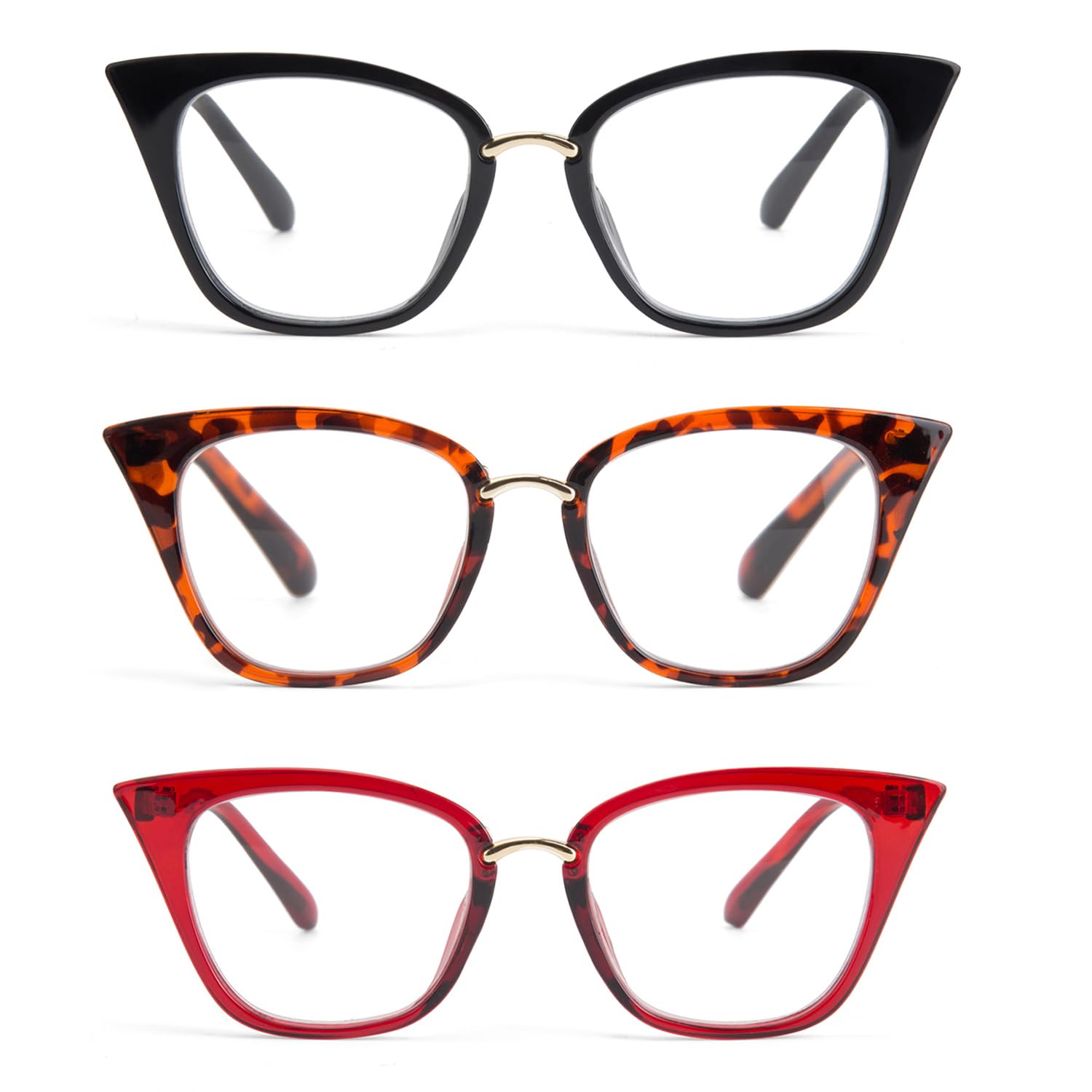 3 Pack Stylish Cat Eye Reading Glasses for Women - Fashionable & Lightweight Readers for Reading, Working, and Computer Use
