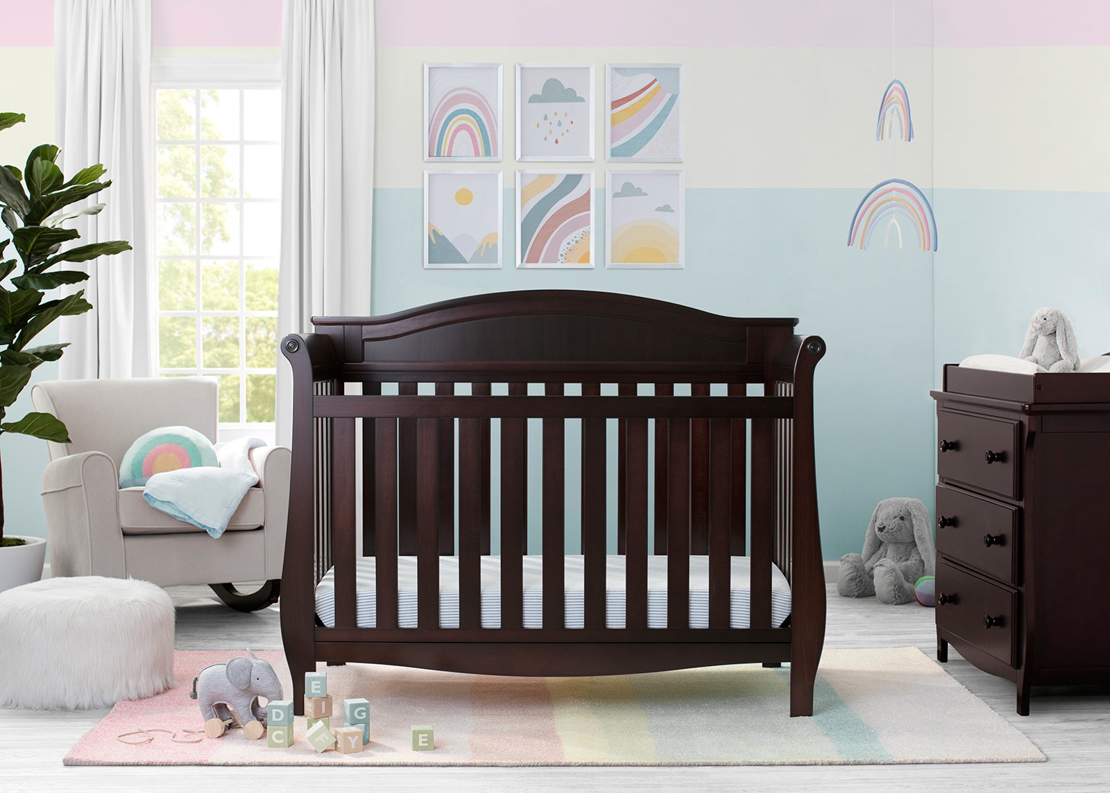 Lancaster 4-in-1 Convertible Baby Crib - White Nursery Furniture for Toddler to Full Size Bed | Perfect for Nursery, Bedroom & Guest Room