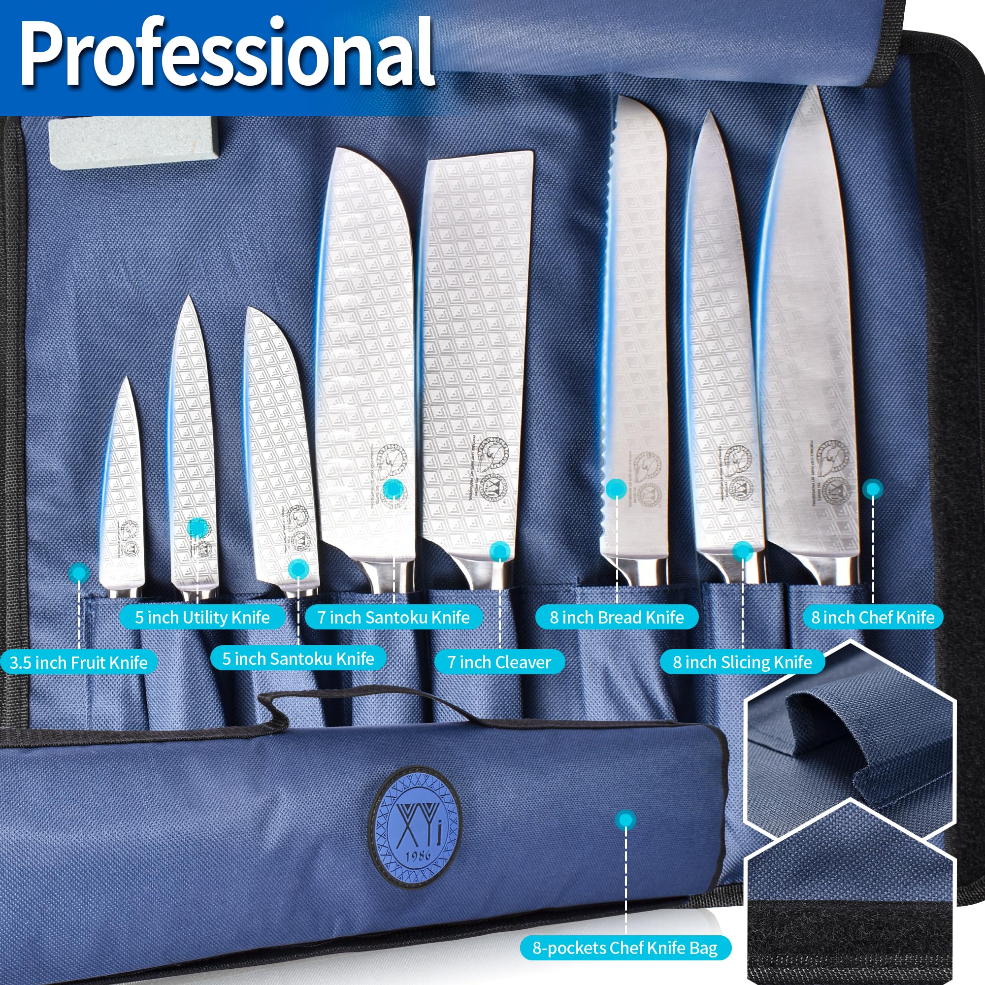 XYJ Professional 8-Piece Kitchen Knife Set with Vein Pattern - 8