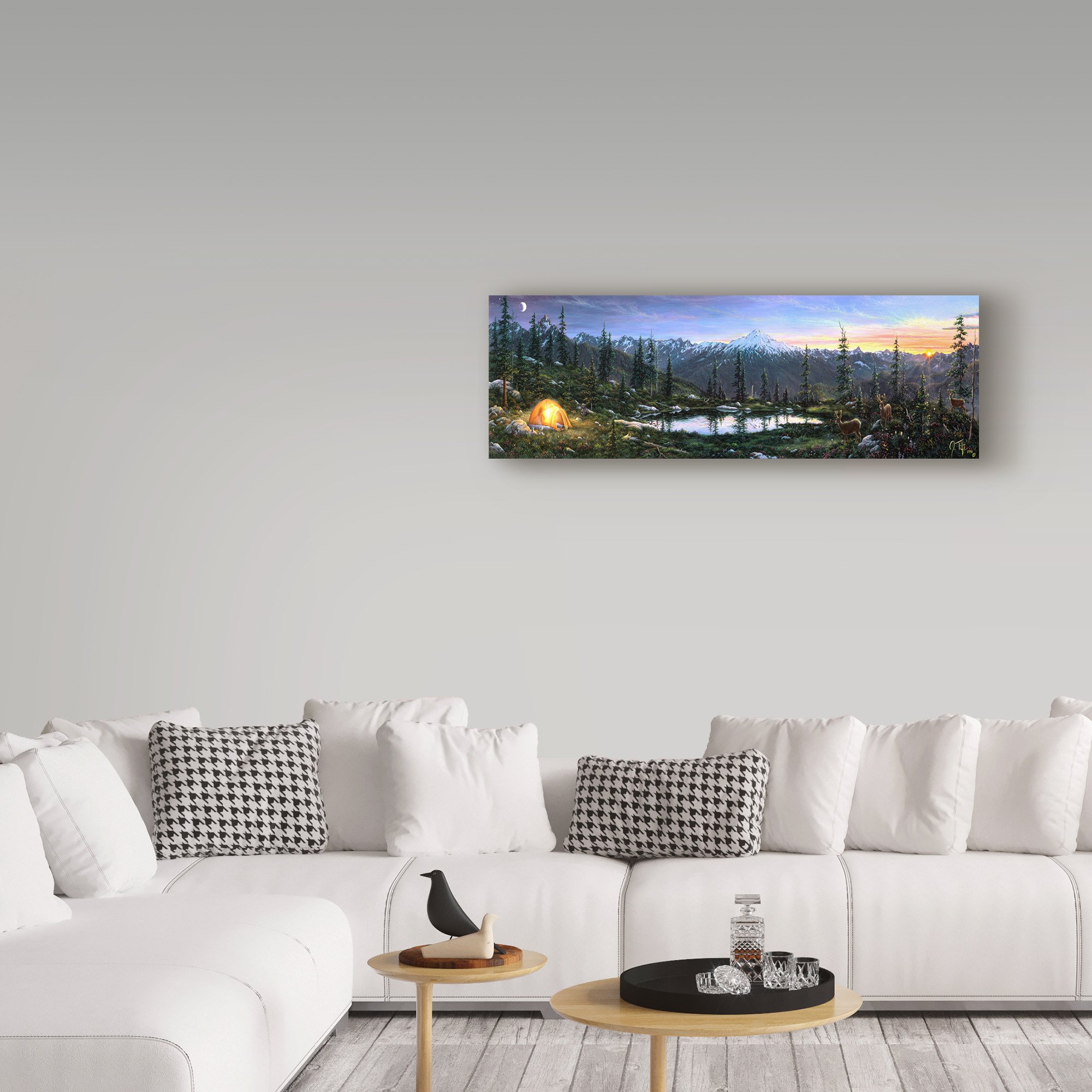 Jeff Tift 16x47 Inch Camping Out Wall Art - Perfect for Cabin Decor, RV Living Room & Outdoor Adventure Enthusiasts