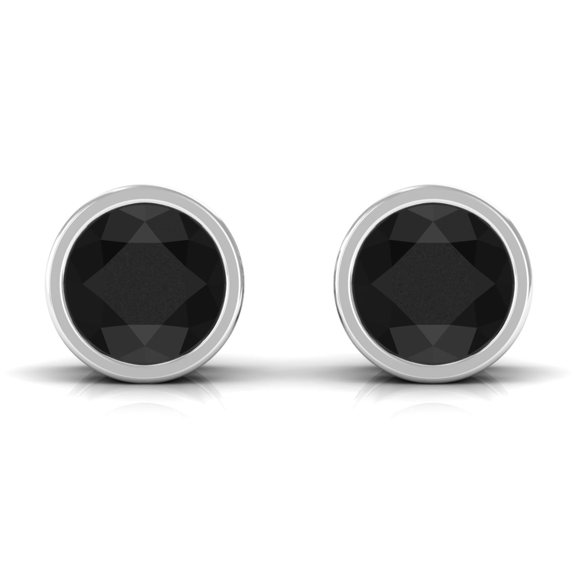 1 CT Black Onyx Stud Earrings for Women - 5mm Round Cut Bezel Set in 14K Gold - Elegant Solitaire Jewelry for Everyday Wear, Office & Special Occasions