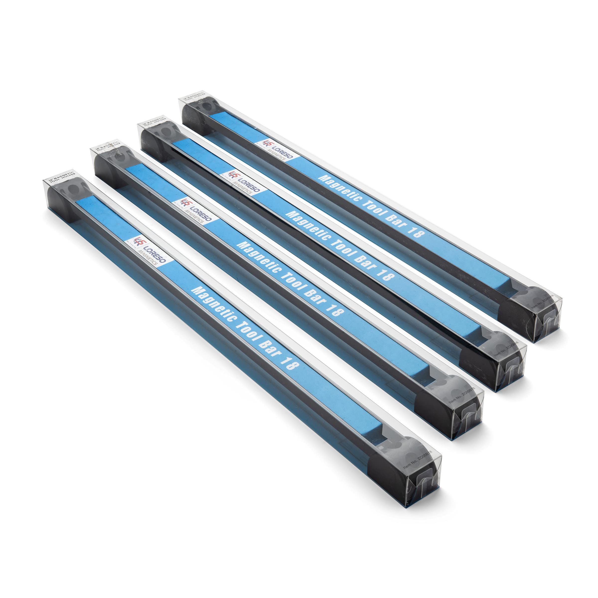 LSR LORESO 18 Inch Magnetic Tool Holder - Set of 4 Heavy Duty Metal Magnet Strips for Screwdrivers, Pliers, Wrenches & Knives - Wall Mountable Workshop Tool Organizer with Brackets & Screws - Perfect for Garage, Workshop & DIY Projects