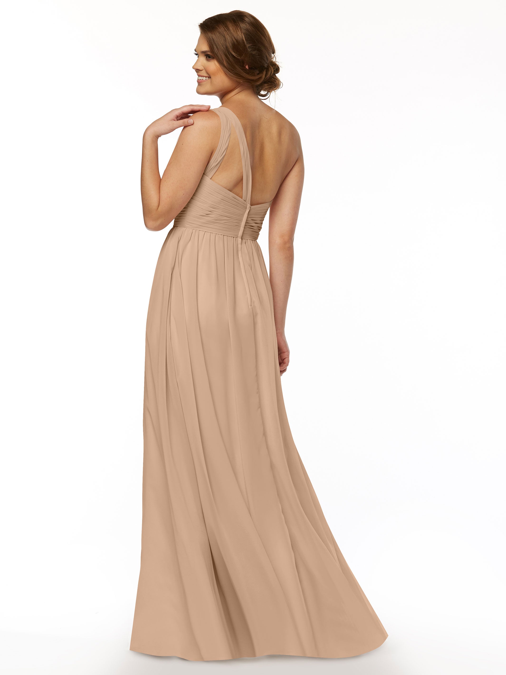 Elegant One Shoulder A-Line Chiffon Bridesmaid Dress with Ruching - Perfect for Weddings, Formal Events & Special Occasions