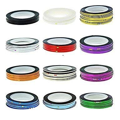 LA VENUST Professional Nail Art Sticker Rolls - 10 Pcs Striping Tape & Foil Nail Decoration Tape for Salon, DIY Manicure & Nail Art Designs - Perfect for French Tips, Geometric Patterns & Creative Nail Art