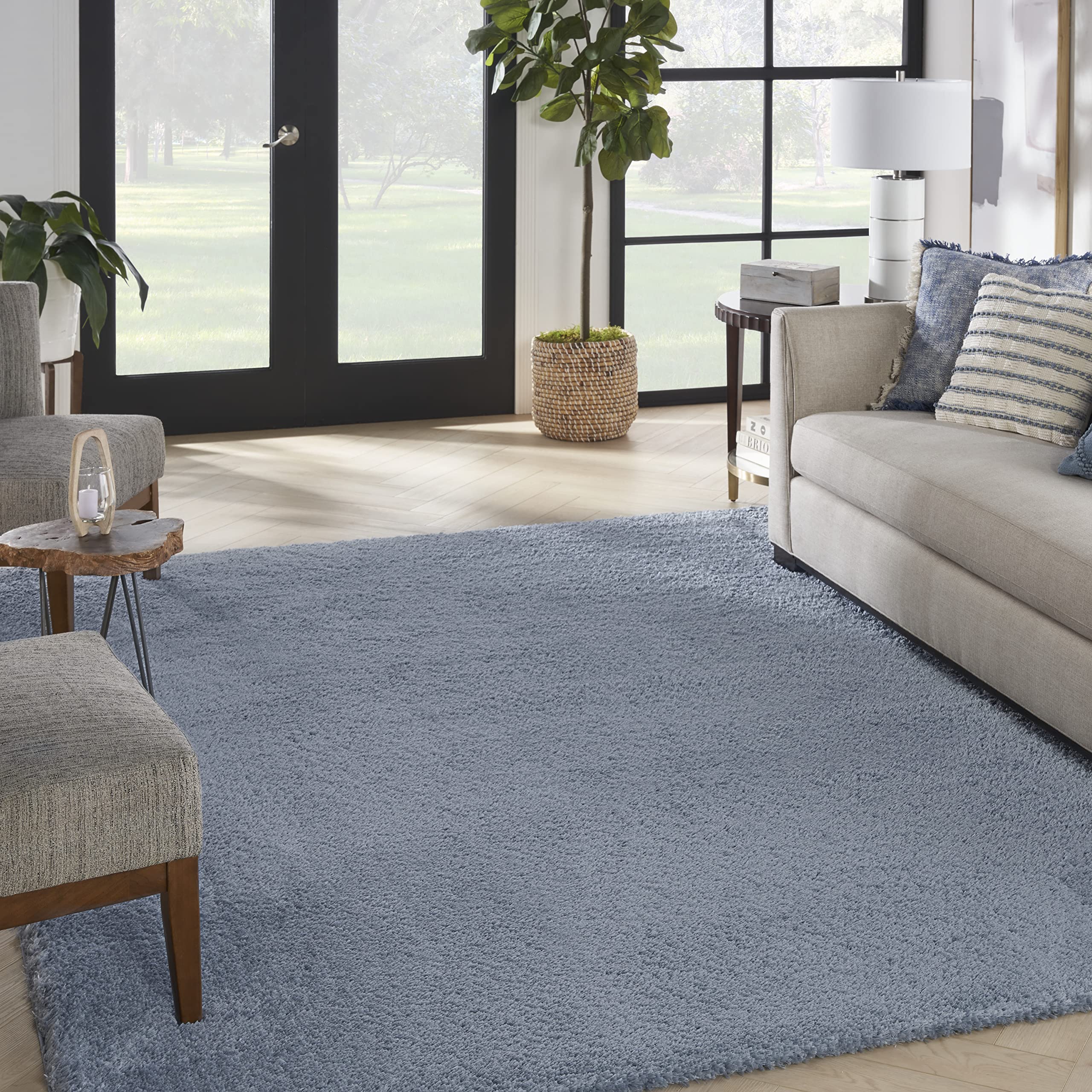 Nourison Luxurious Shag Light Blue 7'10
