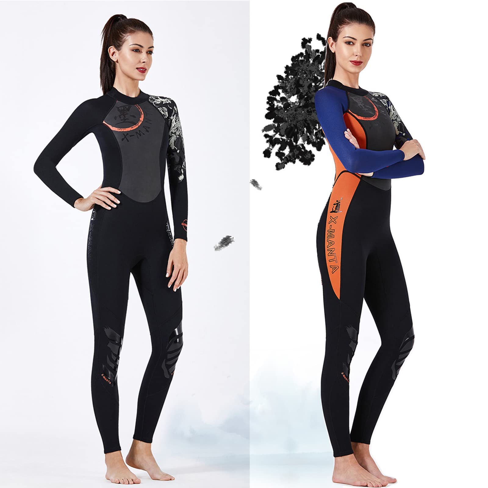 3mm Neoprene Women's Full Body Wetsuit with Back Zip - Long Sleeve Diving Suit for Swimming, Snorkeling, Surfing & Scuba Diving | Thermal Protection for Cold Water Sports | Black Size S