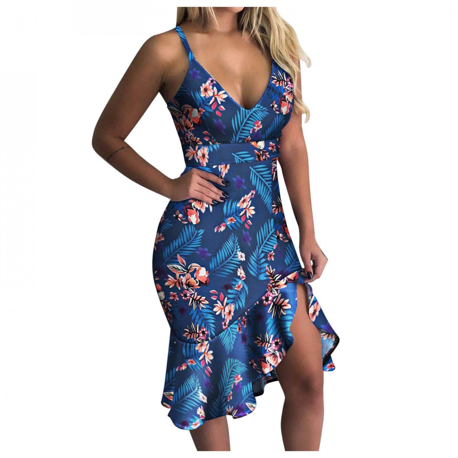 Sexy Spaghetti Strap Wrap Dress for Women - Elegant Ruffle Midi Dress for Party, Club & Casual Wear | Flattering Summer Cocktail Dress for Date Night & Special Occasions
