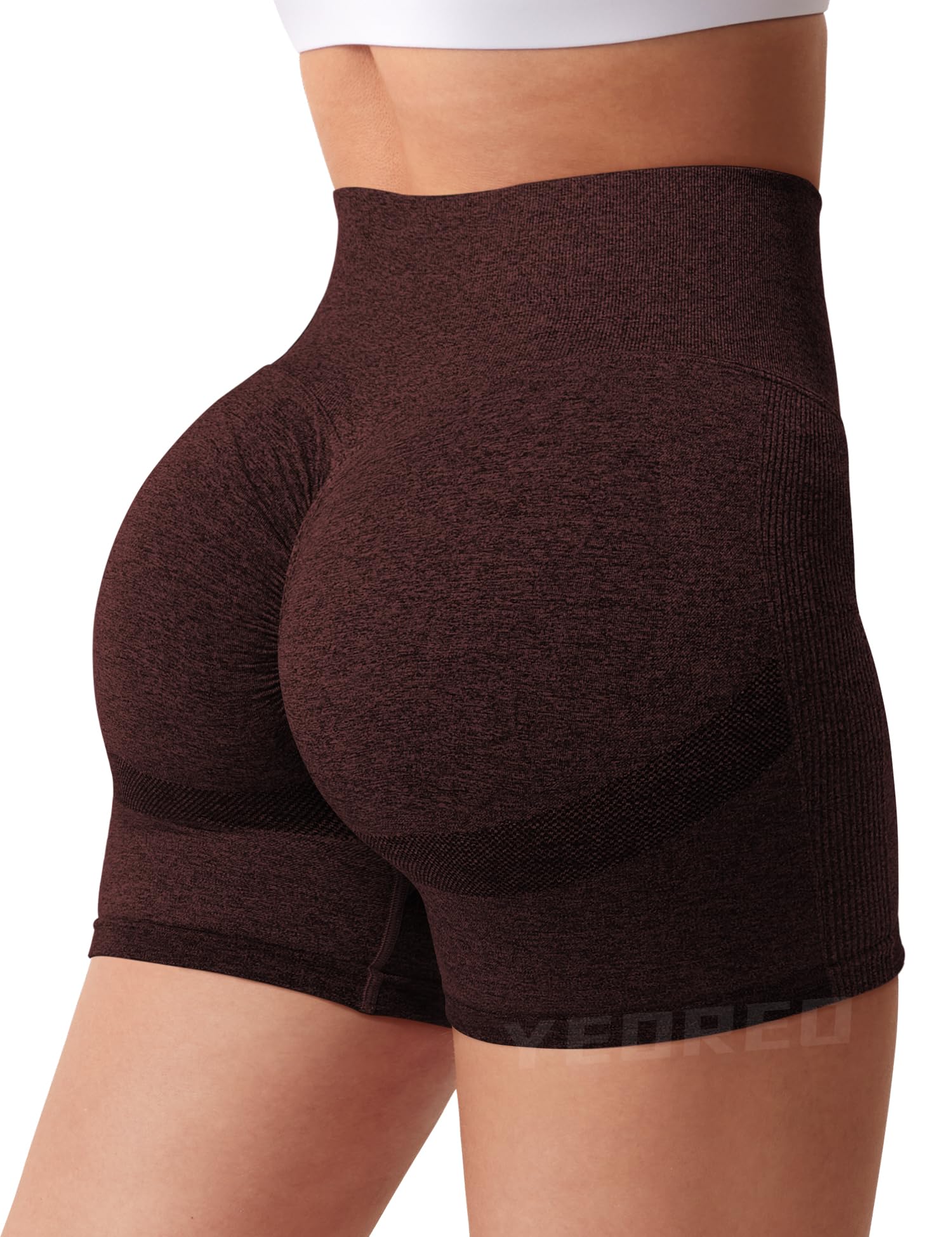 YEOREO High Waist Yoga Shorts for Women - Seamless Workout & Gym Leggings with Contour Fit - Perfect for Cycling, Running & Fitness Training