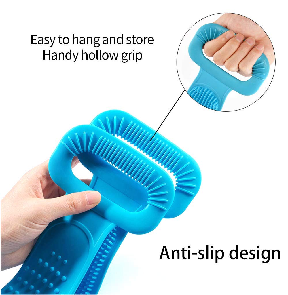 Exfoliating Silicone Body Scrubber for Men & Women - Long Handle Bath Brush Set with Soft Bristles for Deep Cleansing & Skin Renewal - Perfect for Shower, Spa & Daily Exfoliation Routine