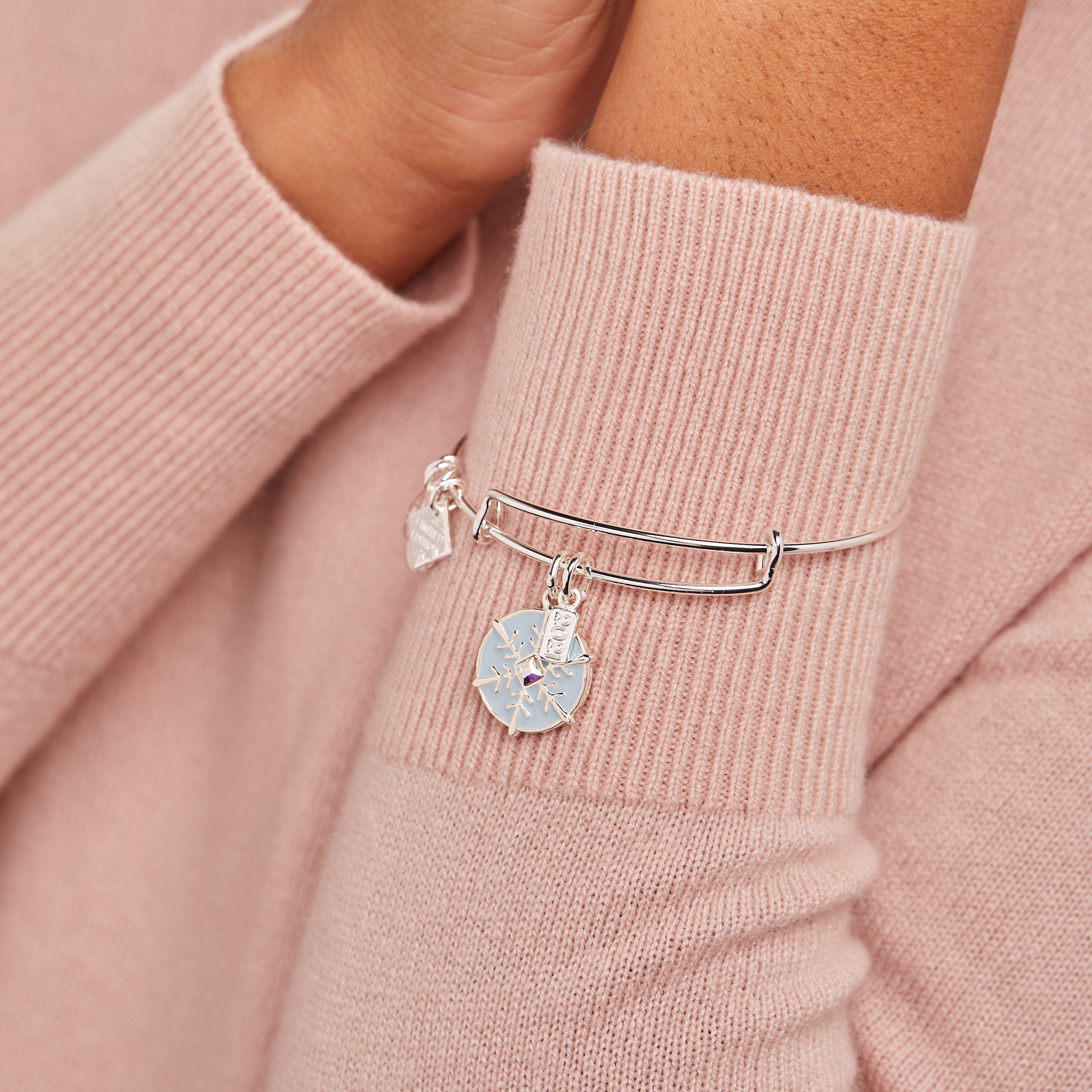 2021 Snowflake Charm Bangle Bracelet for Women - Sterling Silver Christmas Jewelry Gift for Her - Perfect for Holiday Parties & Winter Fashion