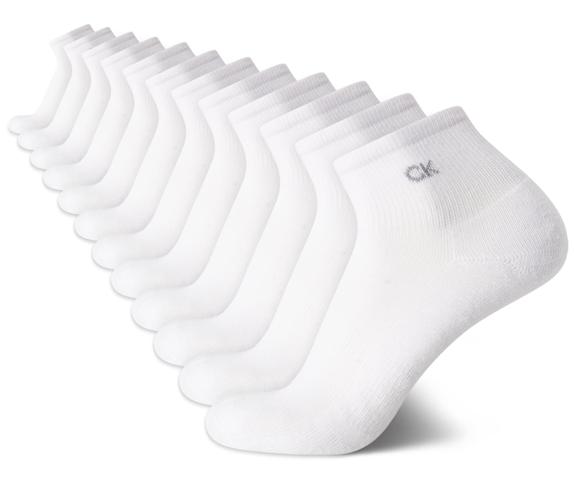 Calvin Klein Men's Athletic Cushioned Quarter Cut Ankle Socks - 12 Pack for Running, Gym & Everyday Comfort | Breathable Performance Socks for Sports & Casual Wear