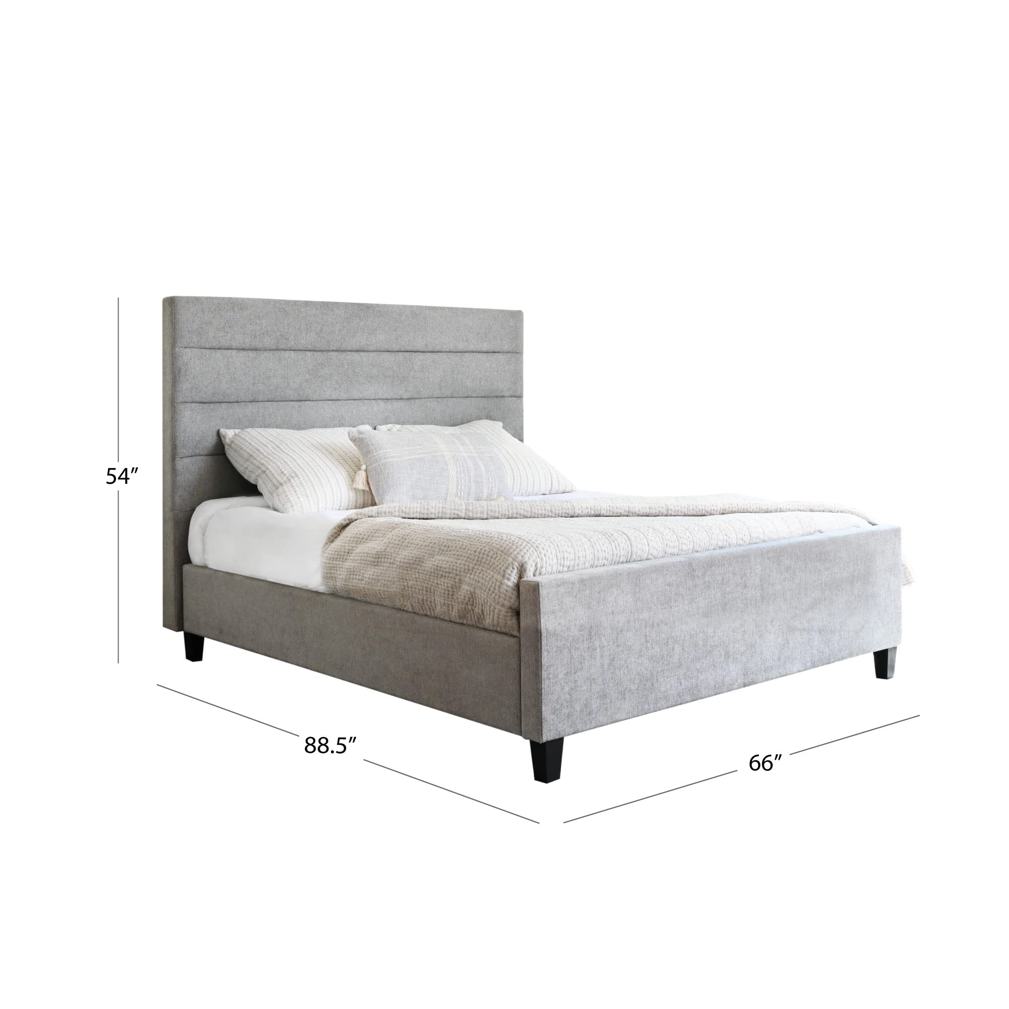 Abbyson Living Contemporary Queen Size Fabric Upholstered Platform Bed Frame in Gray - Modern Bedroom Furniture for Master Bedroom & Guest Room